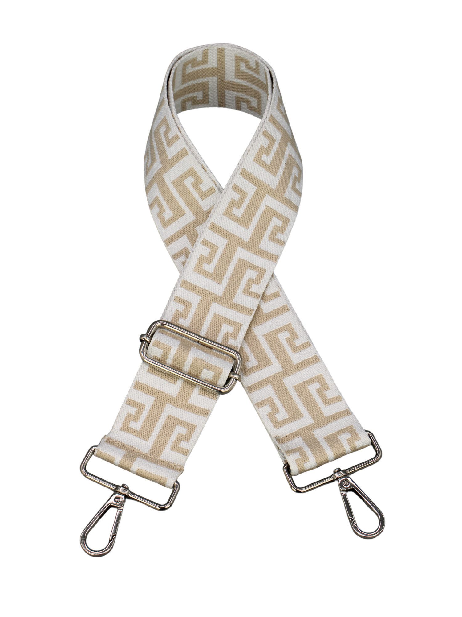 Adel Bags Schulterriemen Verstellbarer Taschenriemen mit Ethno-Muster (Blau/Creme)