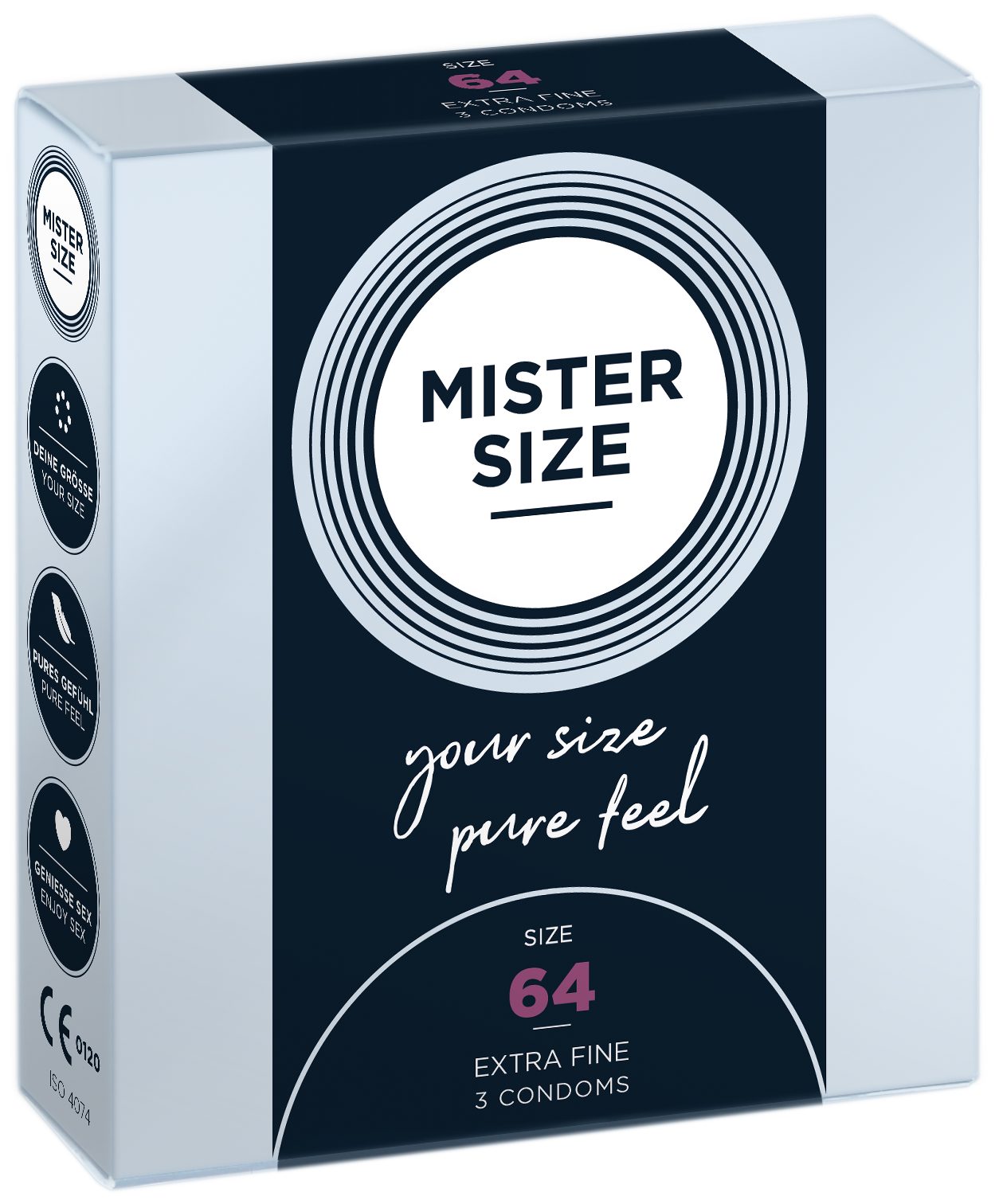 MISTER SIZE Kondome 3 Stück, Nominale Breite 64mm, gefühlsecht & feucht