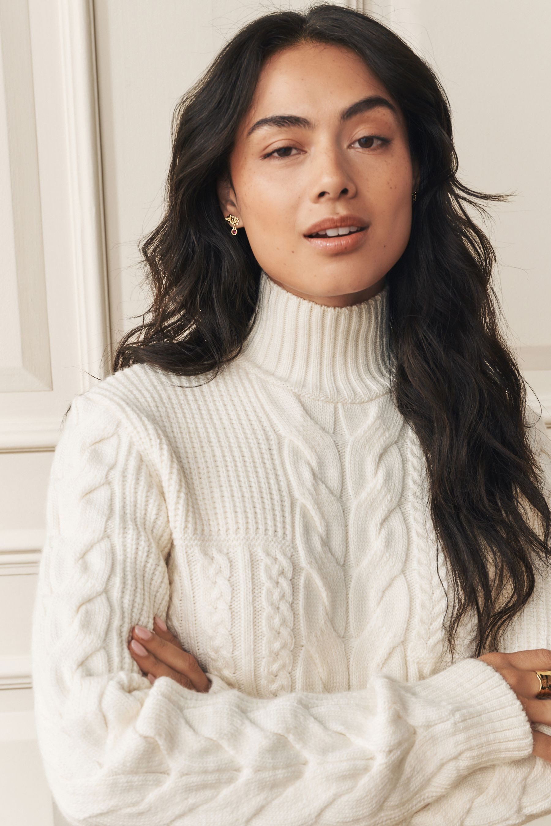 LAURA ASHLEY Strickpullover Laura Ashley hochgeschlossener Grobstrickpullover (1-tlg)