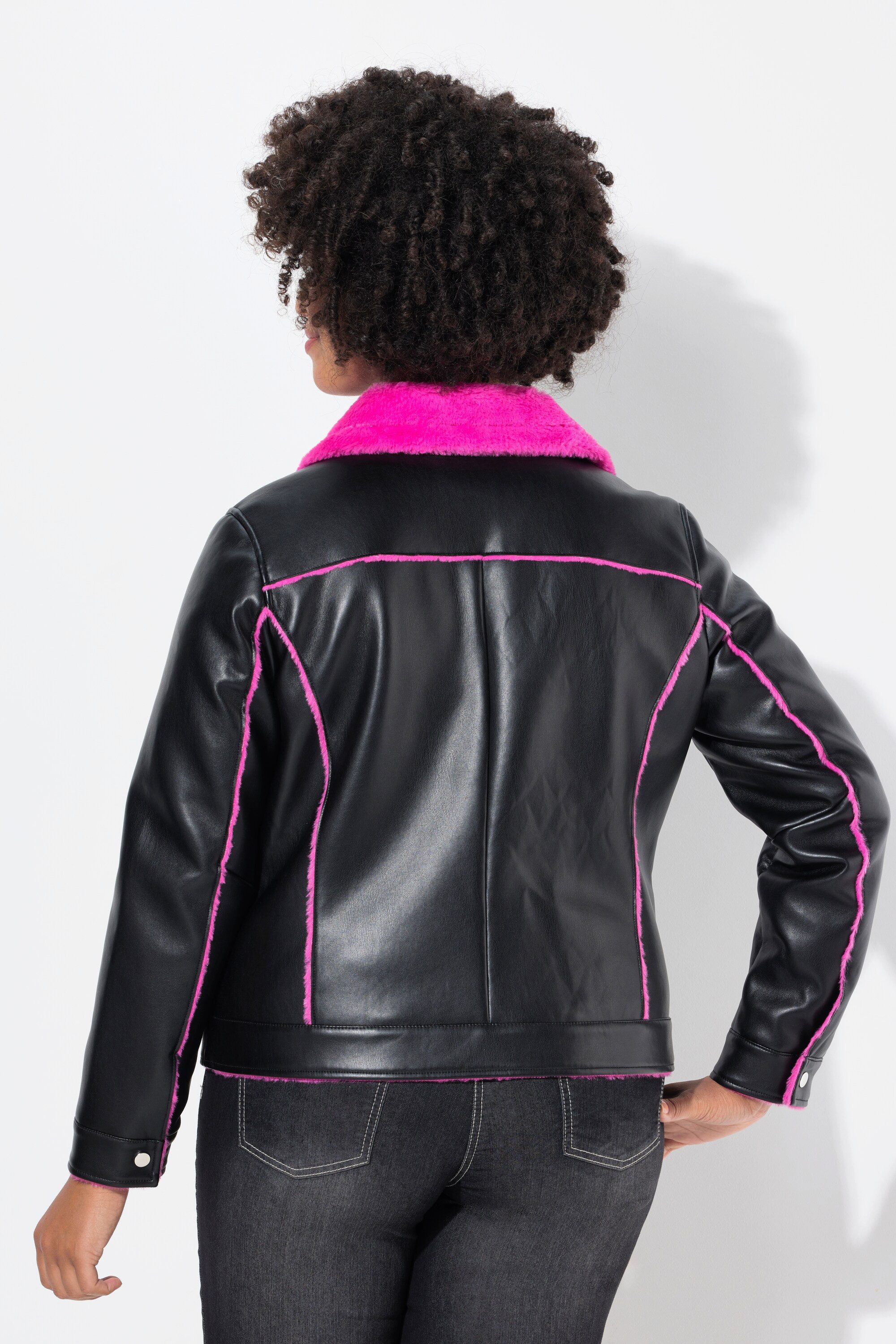Angel of Style Lederjacke Lederoptik-Jacke Classic Fit Neon Kunstfellbesatzfutter