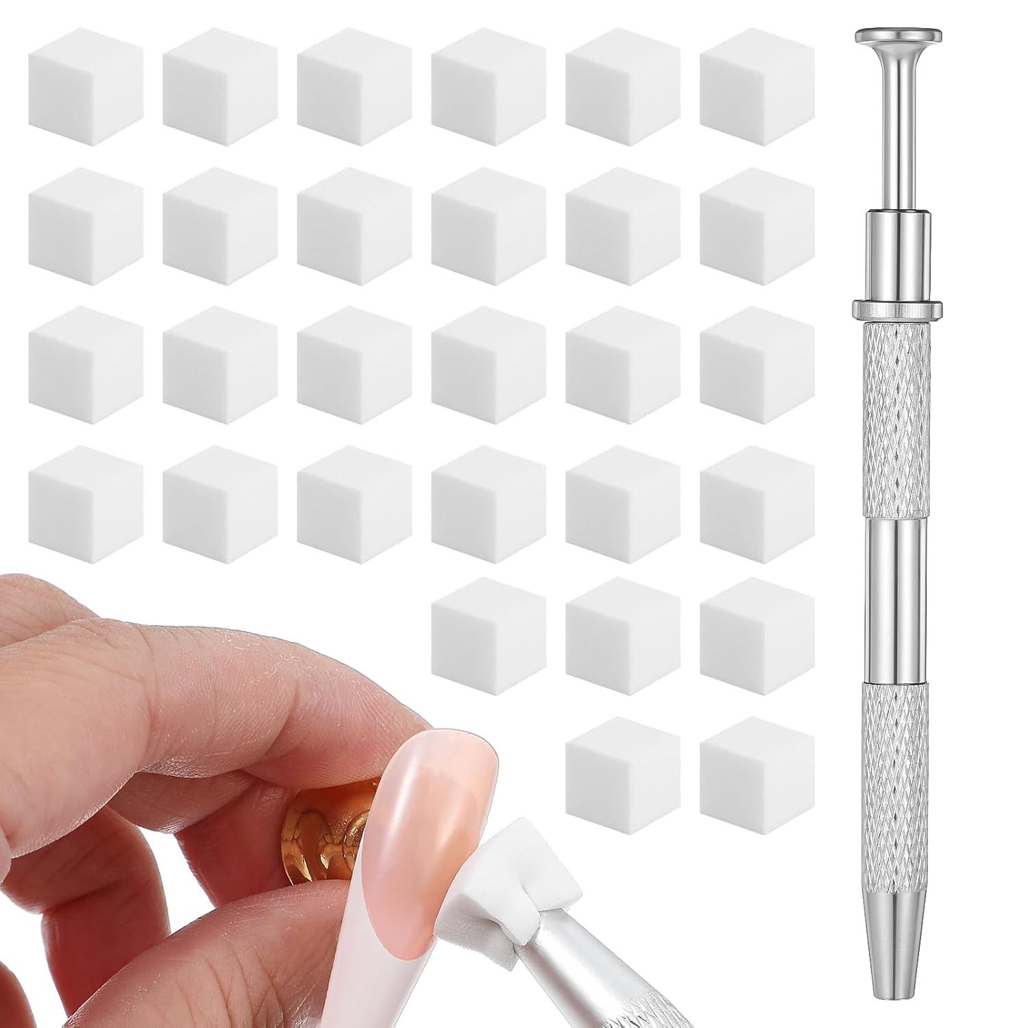 FELIXLEO Nageldesign Zubehör 200 Stück Nail Art Schwamm mit Metallgreifer für Gr