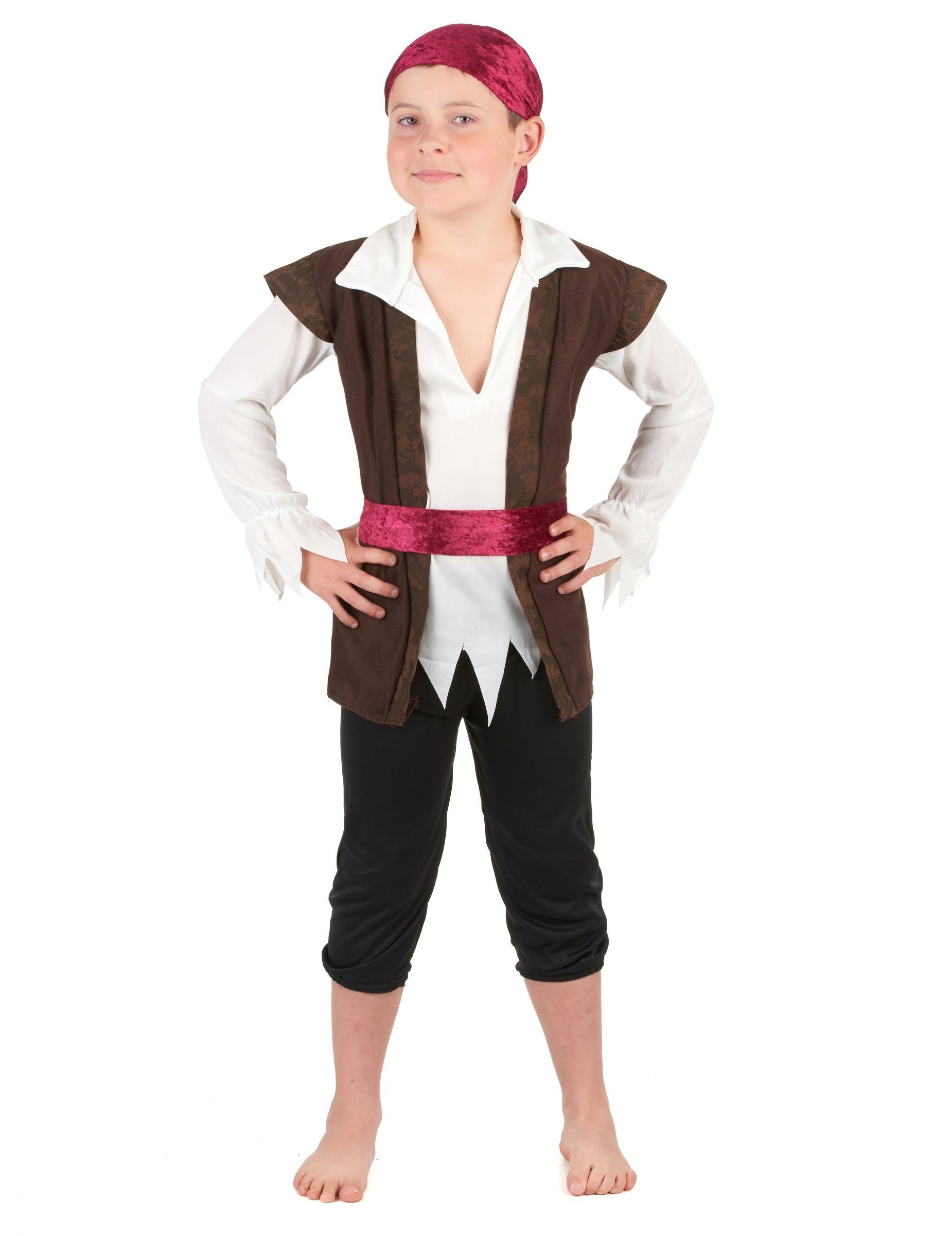 JADEO Piraten-Kostüm Piratenkostüm für Kinder braun-rot-weiss