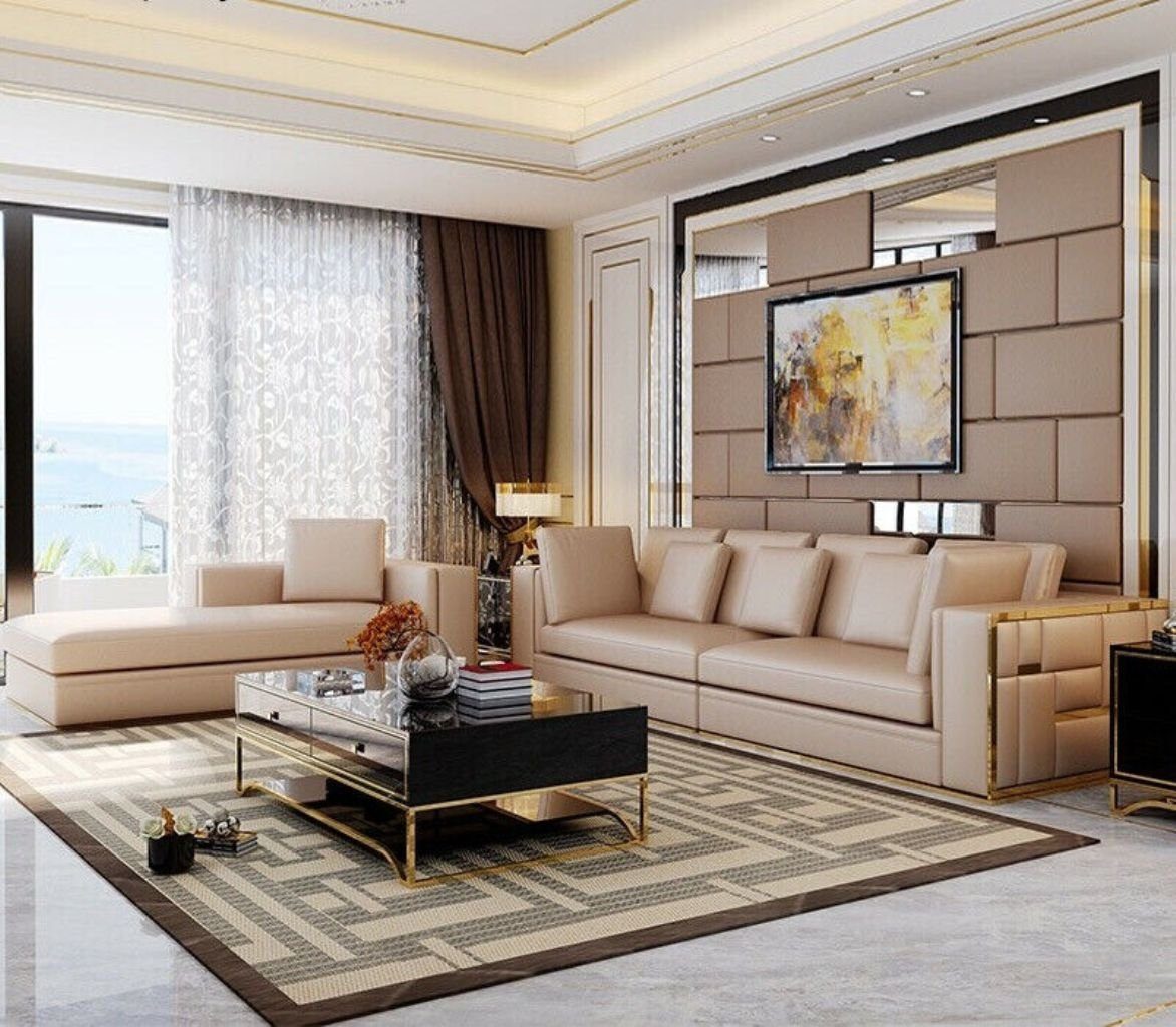 JVmoebel Wohnzimmer-Set, Italy Design Möbel Sofa Couch Polster Komplett Set Garnitur 4+2+2 Weiß