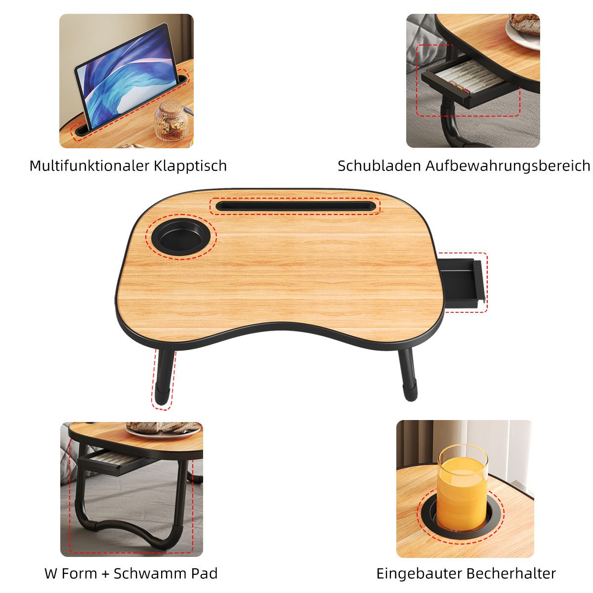 GLP Laptoptisch Tisch Laptop Bett Laptopständer Tablett 48 x 35cm – Bild 5 von 5