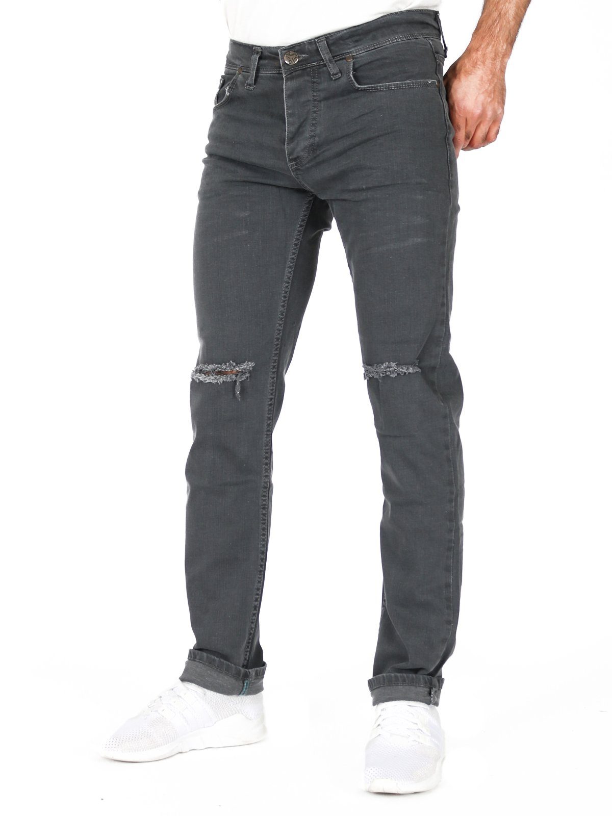 - 30 4245 Slim-fit-Jeans - Stretch Jeans STYLE G.L. Destroyed Grau Länge