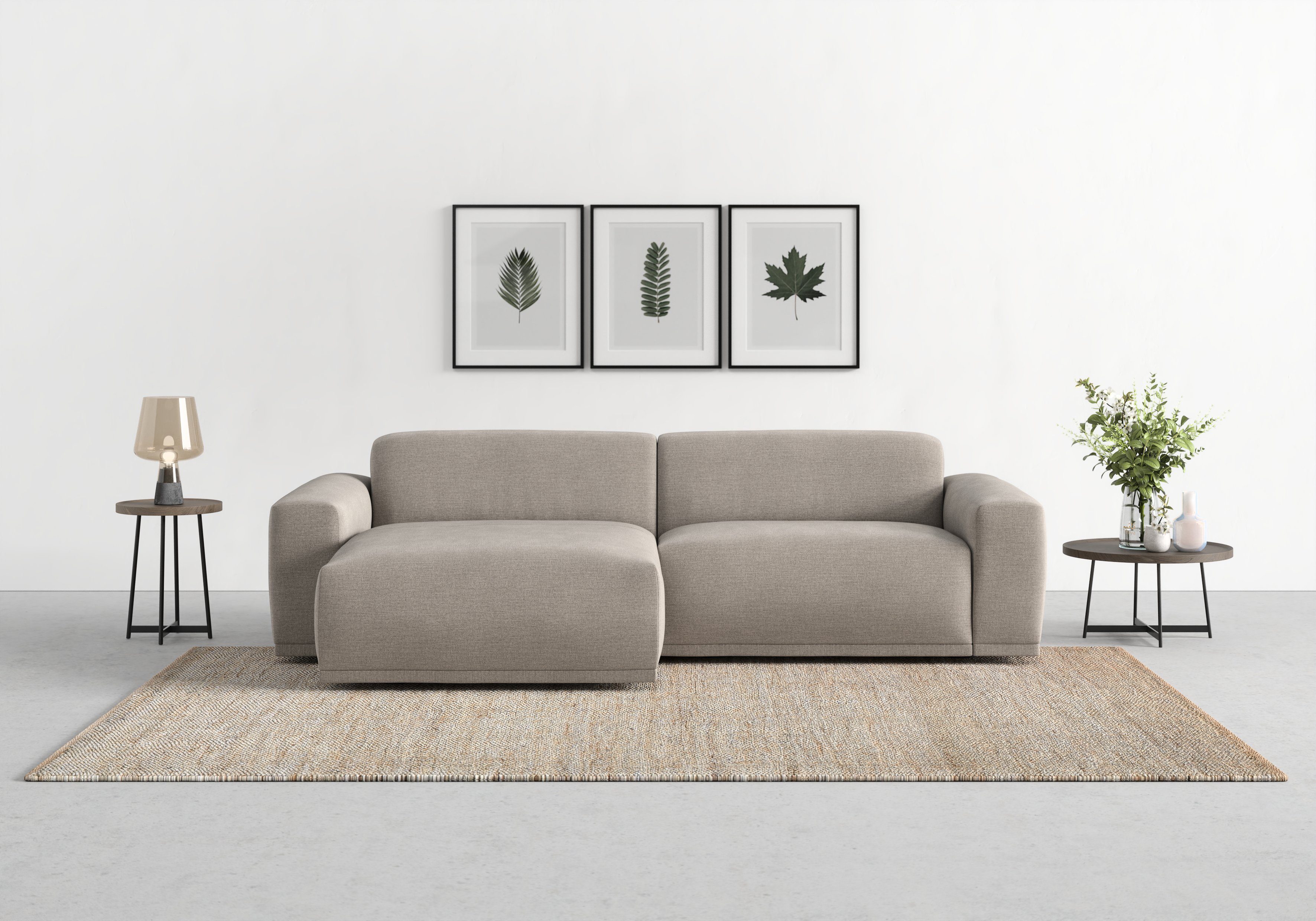TRENDMANUFAKTUR Ecksofa Braga, mit hochwertigem Kaltschaum, L-Form, in Cord erhältlich, 2 Teile, modernes Sofa, Couch mit hohem Sitzkomfort, 255/72/160 cm (B/H/T)