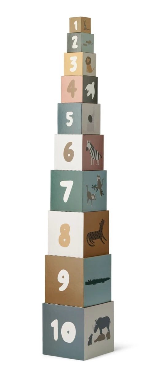 Liewood Stapelspielzeug Liewood Bedruckte Bauklötze, Bausteine aus Karton - Aaren, Lernspielzeug für Kleinkinder ab 18 Monaten, Farbe: All Together Sandy