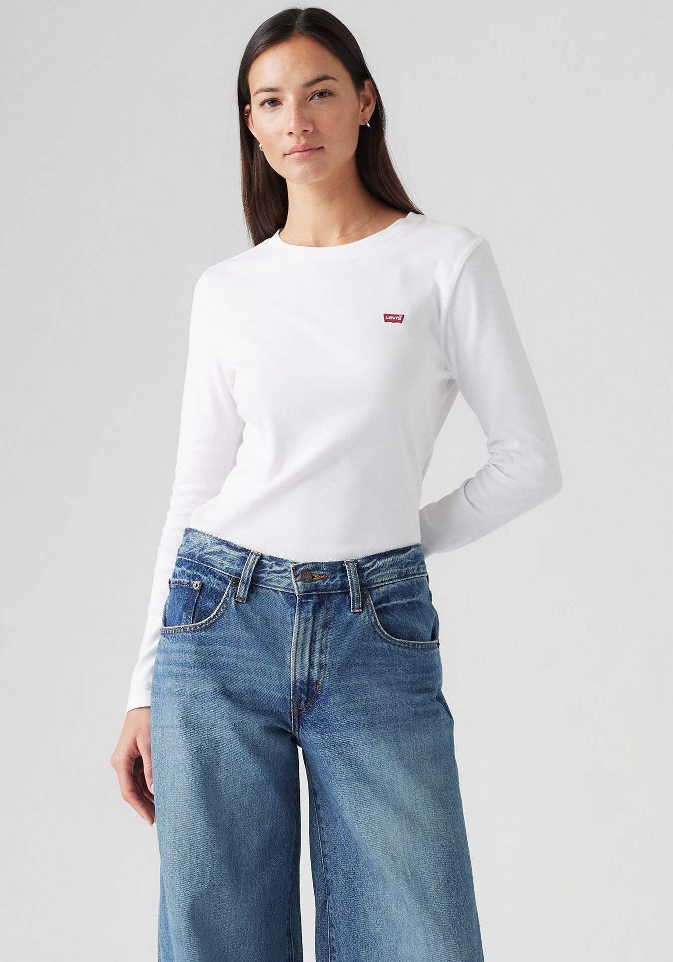 Levi's® Langarmshirt ESSENTIAL HM LS TEE mit Logo Stickerei