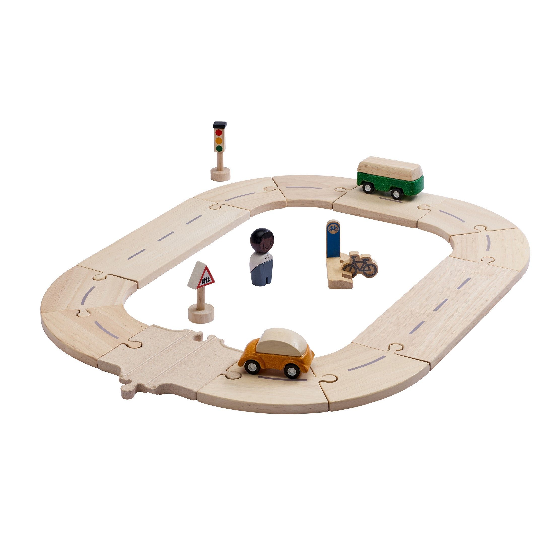 Plantoys Spielzeug-Zug PlanToys- Mein Erstes Straßenset - ab 3 Jahre, (Komplettset, 19-tlg)