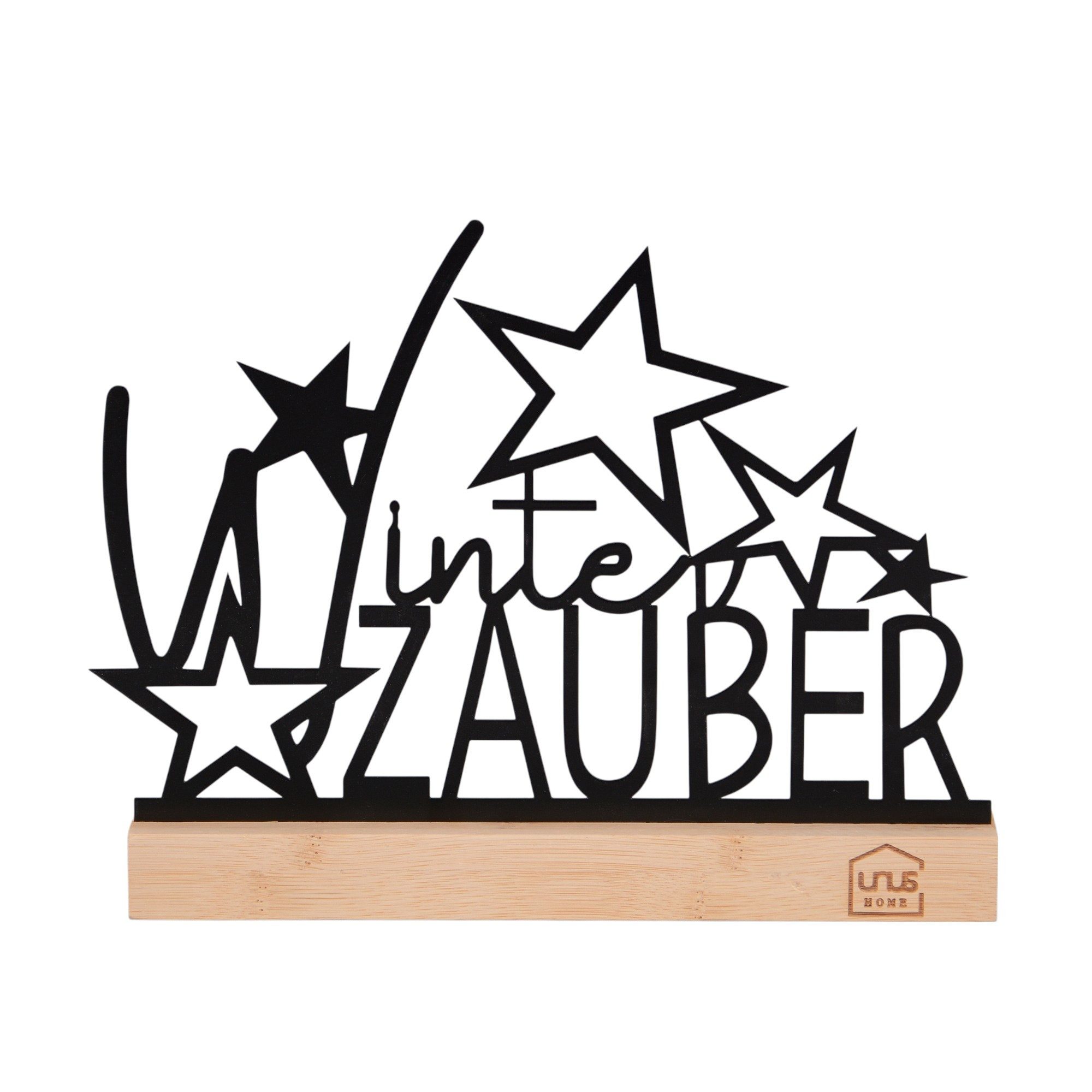 UNUS HOME Dekofigur Aufsteller "Winter Zauber" mit Sternen schwarz (UNUS Aufsteller "Winterzauber" mit Sternen schwarz)