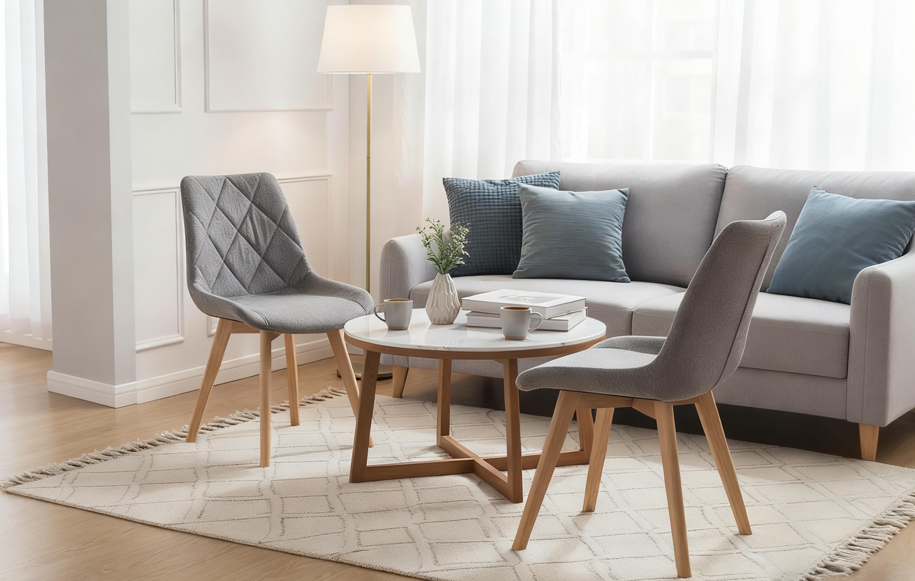 B&D home 4-Fußstuhl TANIA (2er Set, 2 St), gepolstert, Massivholz Buche, geölt