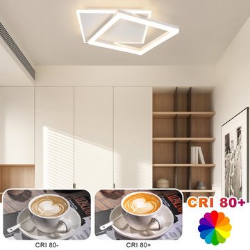 Nettlife LED Deckenleuchte Wohnzimmer Dimmbar Schwarz 42W Modern Eckig Acryl Deckenbeleuchtung, Dimmbar Mit Fernbedienung, LED fest integriert, Warmweiß, Neutralweiß, Kaltweiß, Wohnzimmer Schlafzimmer