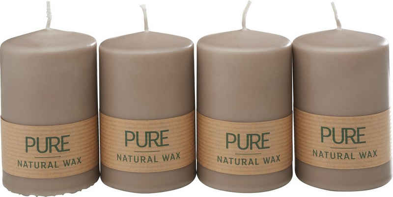 Stumpenkerze Stumpenkerze Pure Natural Wax, 4 Stück
