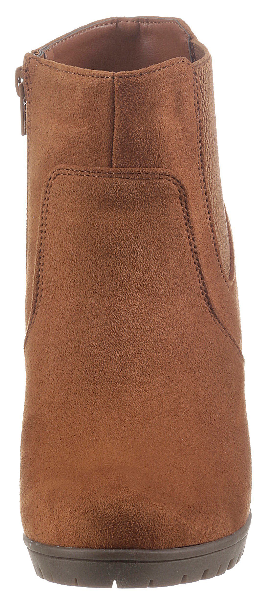 CITY WALK Stiefelette mit Stretcheinsatz seitlichem cognac