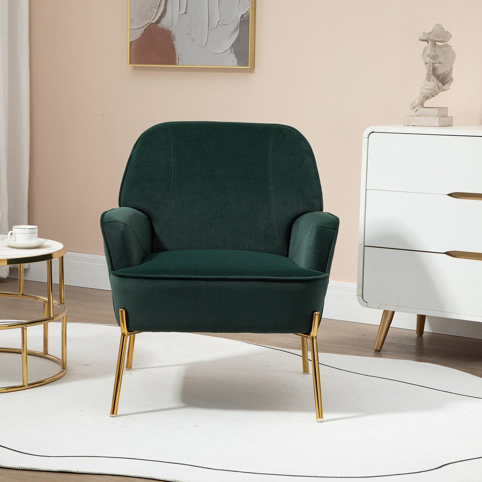 Fiximaster Sessel Gepolsterter Mid-Century Sessel aus Samt mit Armlehnen (1-St), und goldenen Beinen,Akzentstuhl, Loungesessel für Wohnzimmer – Bild 4 von 5