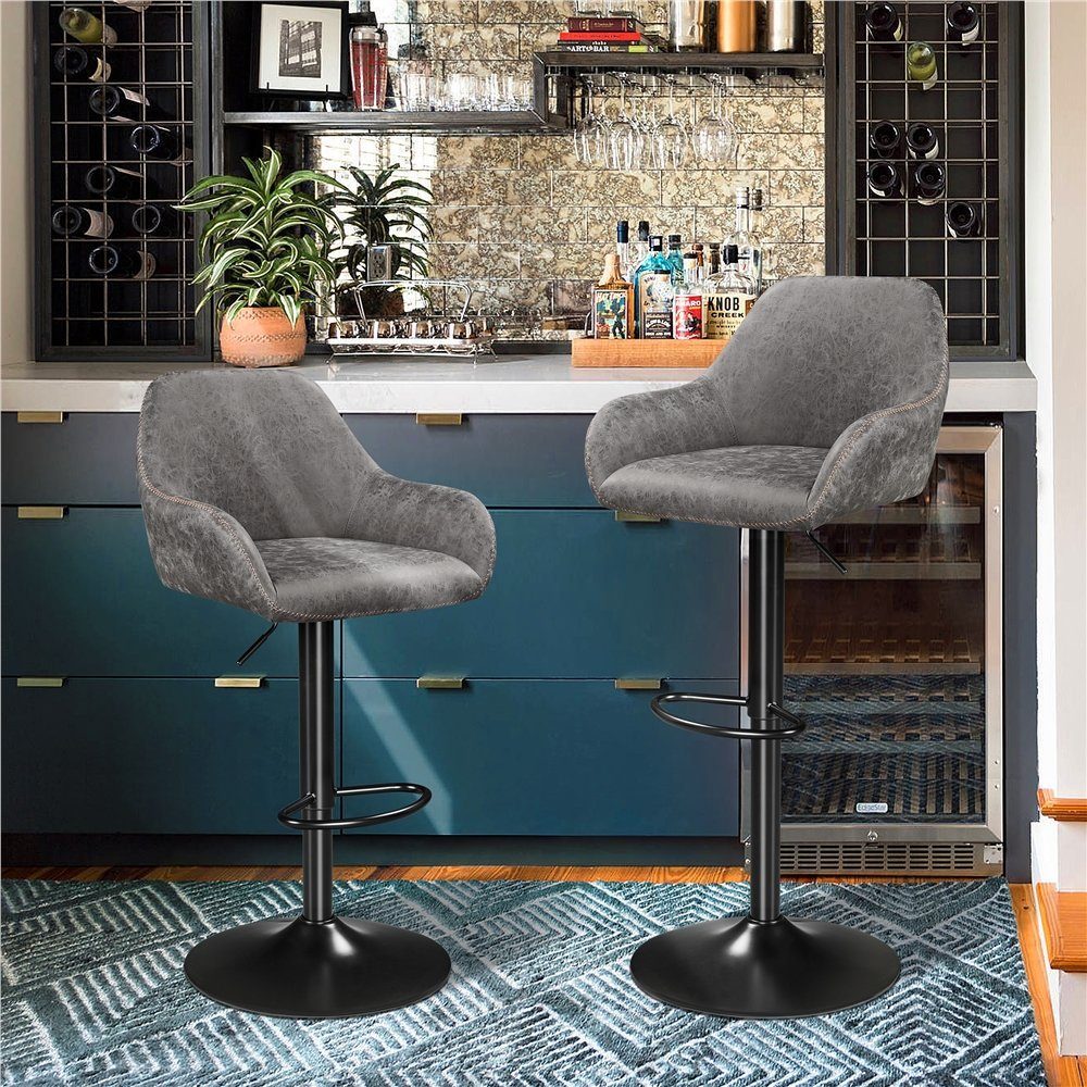 Yaheetech Barhocker 87,5 cm – 107,5 cm Höhenverstellbarer Drehstuhl (2 St), Barstuhl Bistrohocker aus Kunstleder