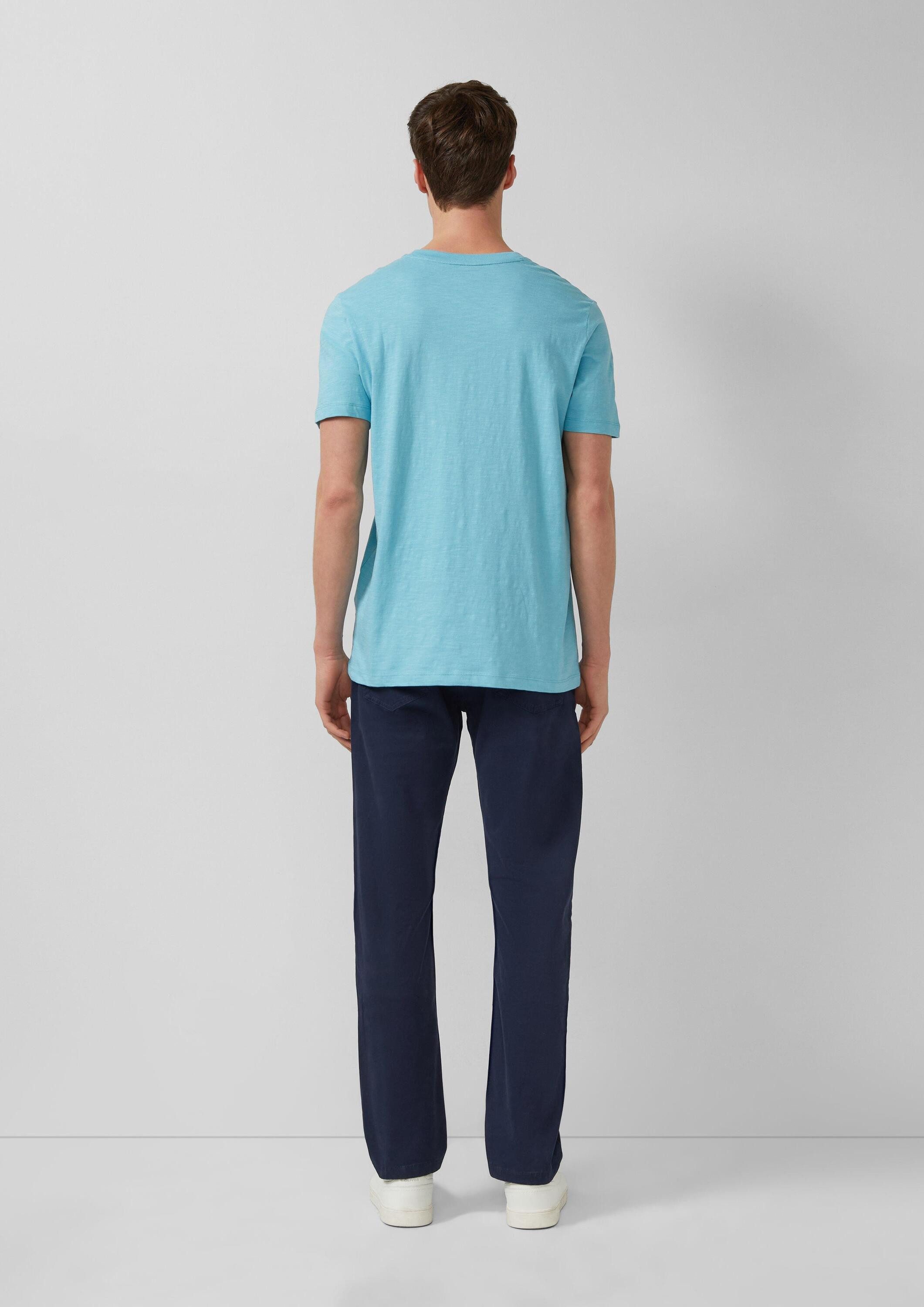 s.Oliver Kurzarmshirt T-Shirt Henley-Shirt in Flammgarnstruktur
