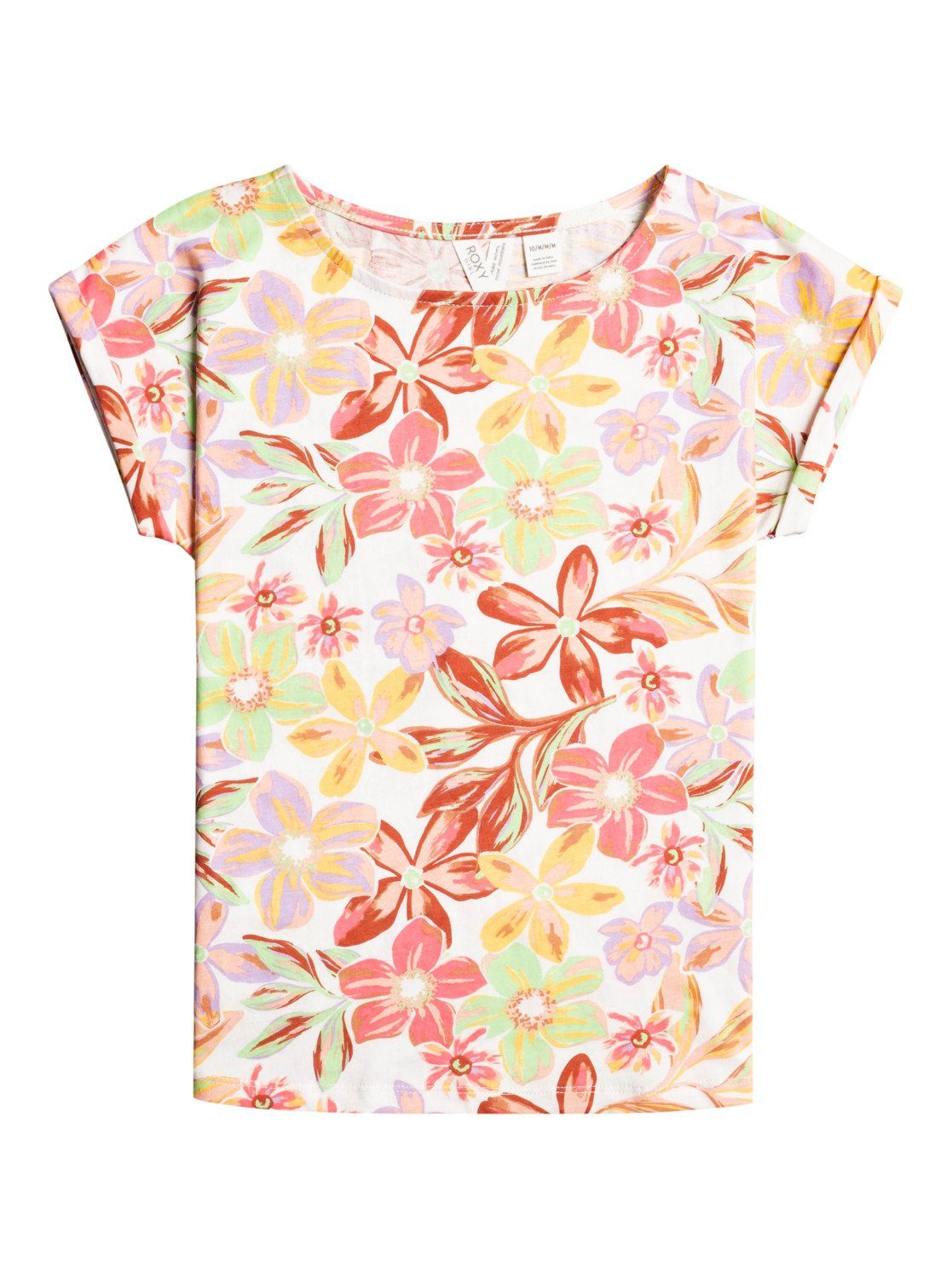 Bayside Roxy Snow Blooms T-Shirt African Sunset White