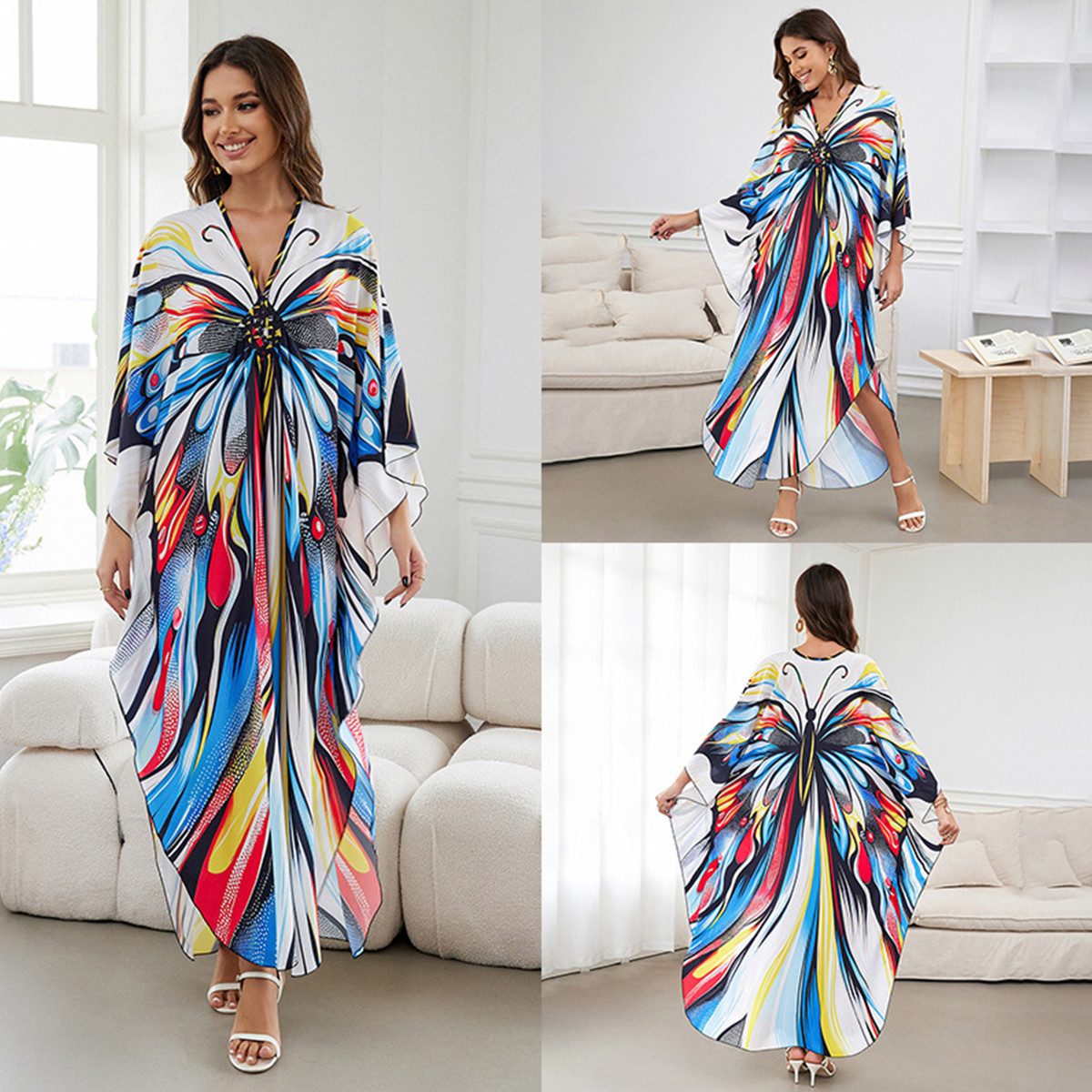 RWEUOQ Blusenkleid Bikini Cover-up Damen lang, günstig online kaufen