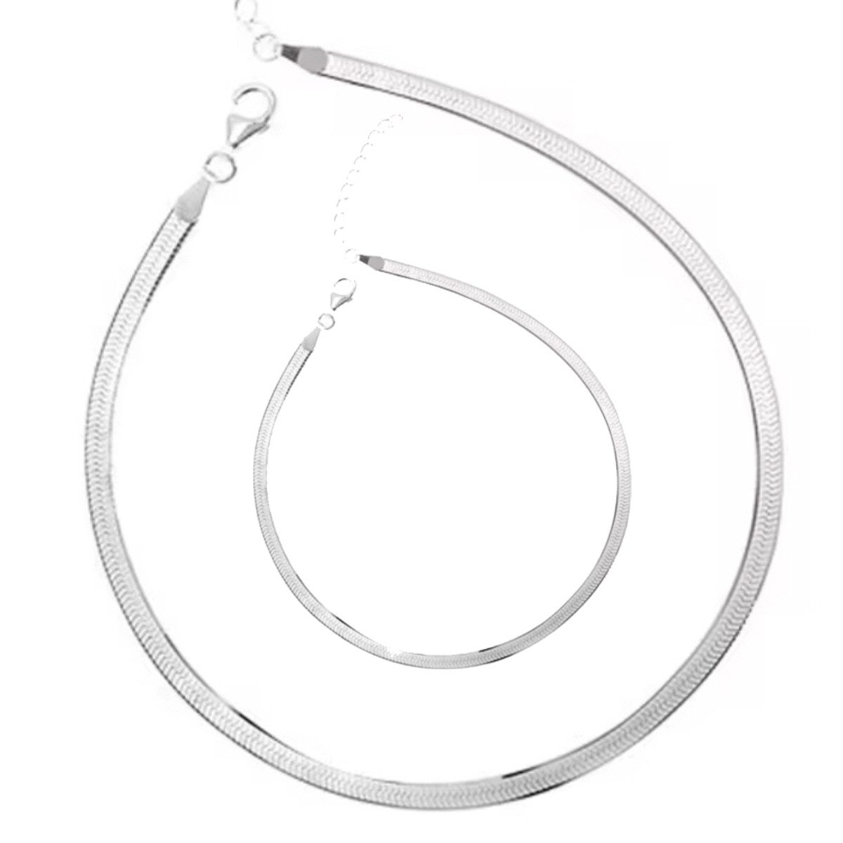 ELLAWIL Ketten und Armband Set Silber Kette Armband Damenkette Halskette Sc günstig online kaufen