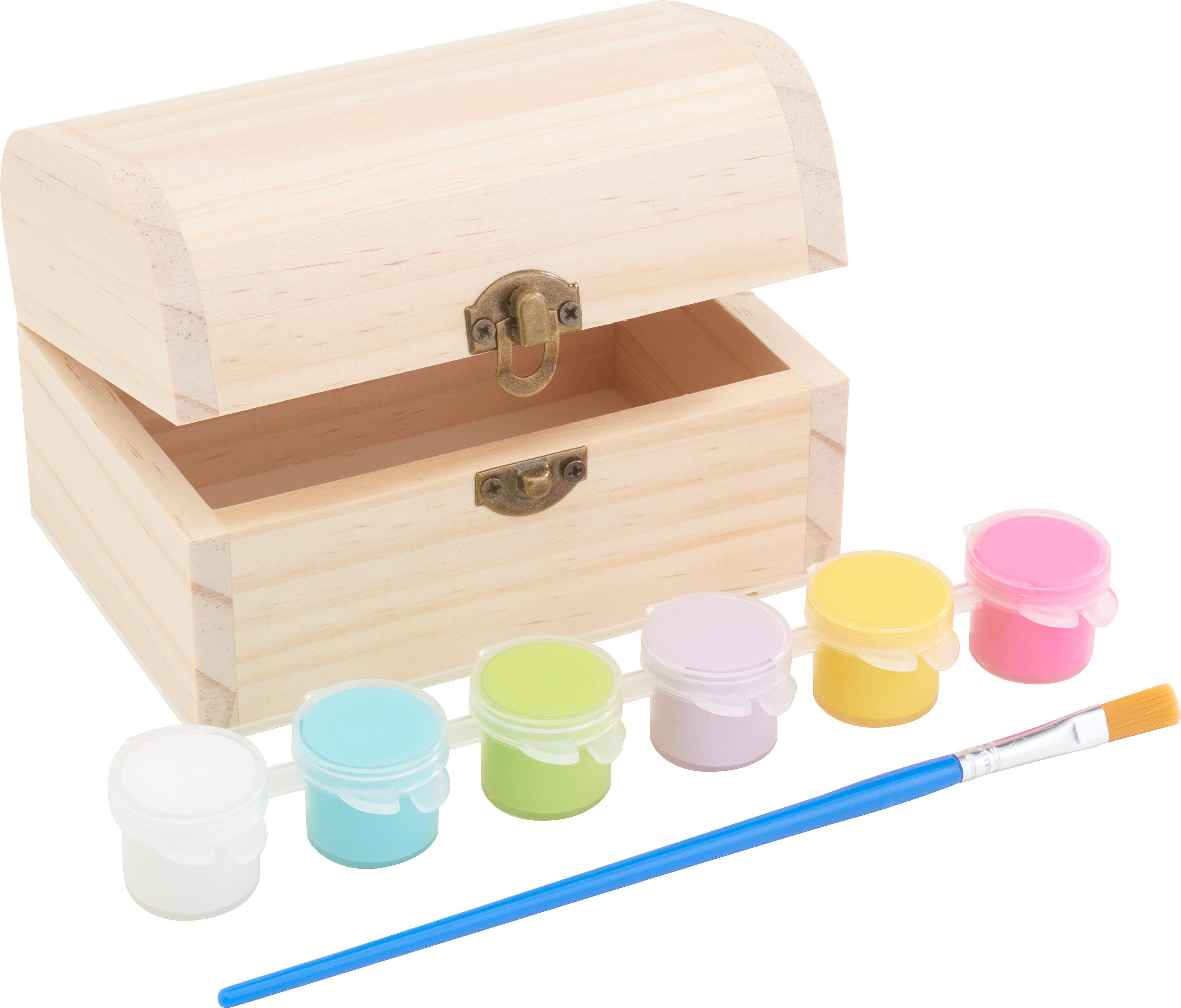 VBS Truhe Holztruhe inkl. Farben und Pinsel (8 St), L 6 x B 6.5 x H 6 cm, 8-tlg.