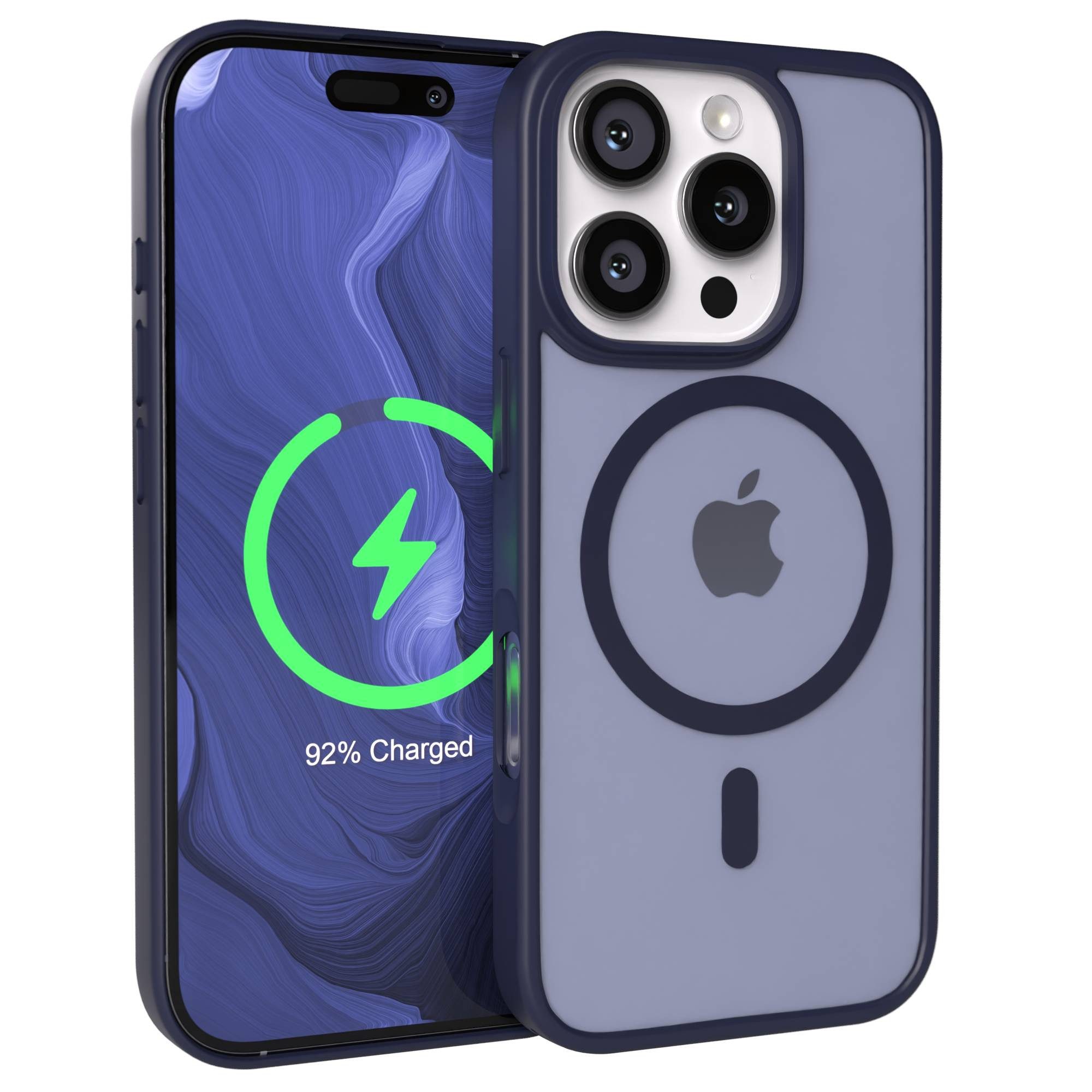 EAZY CASE Handyhülle Outdoor Case MagSafe für Apple iPhone 16 Pro 6,3 Zoll, Handy Cover MagSafe Slim Silicon Hülle Outdoorcase stoßfest Dunkelblau