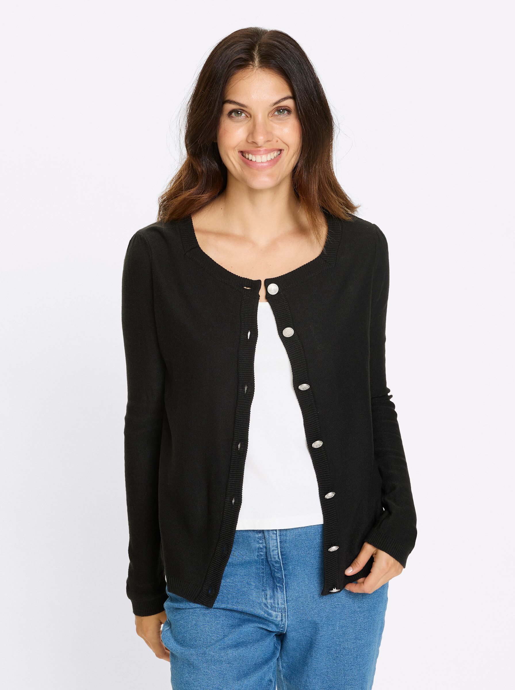 Strickjacke Strickjacke Langarm Links-Strick
