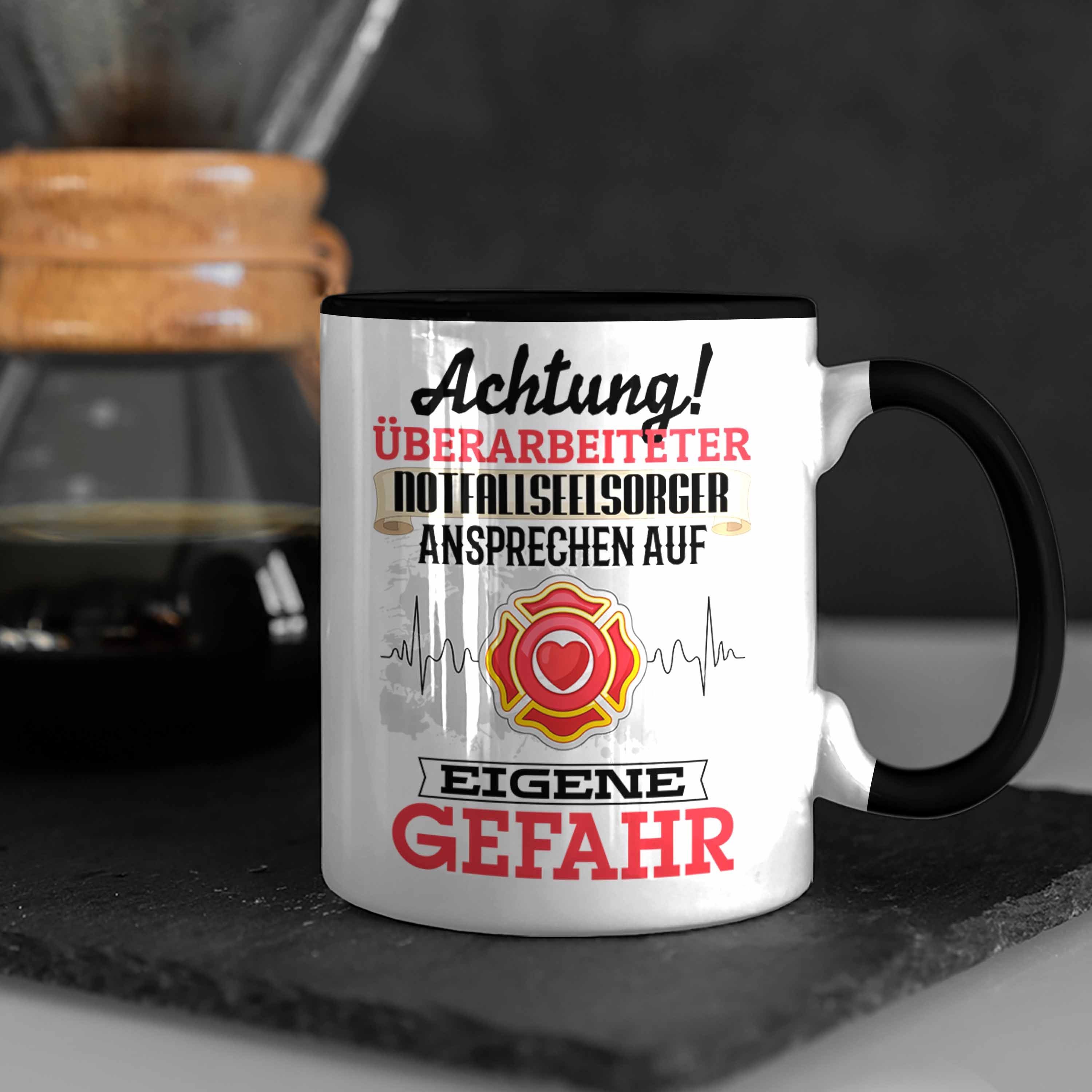 Geschenk Schwarz Tasse Kaffeebe Trendation Spruch Tasse Lustiger Notfallseelsorger Geschenkidee