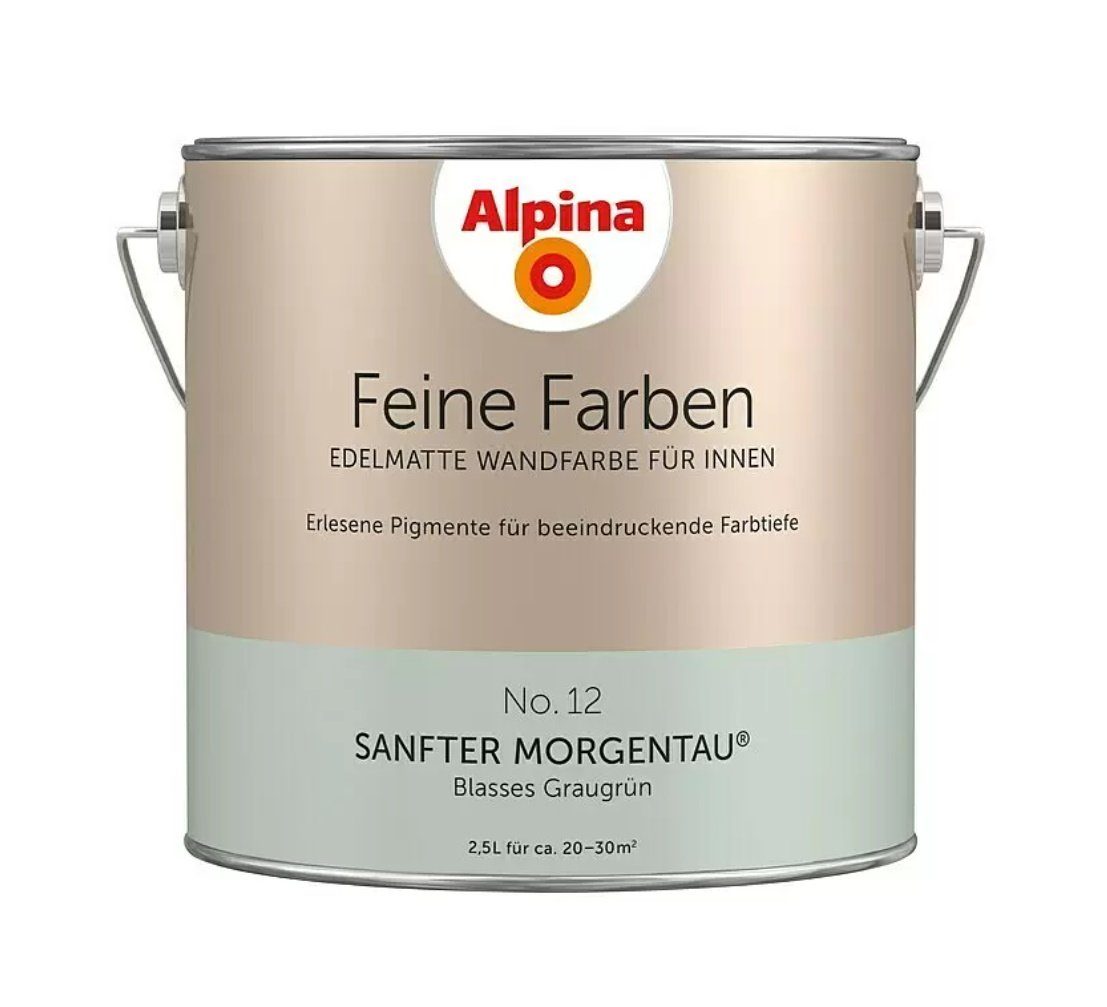 *Alpina* Wand- und Deckenfarbe Feine Farben 2,5 Liter No. 12 Sanfter Morgentau. € 39,90, (€ 15,96 pro 1 l).