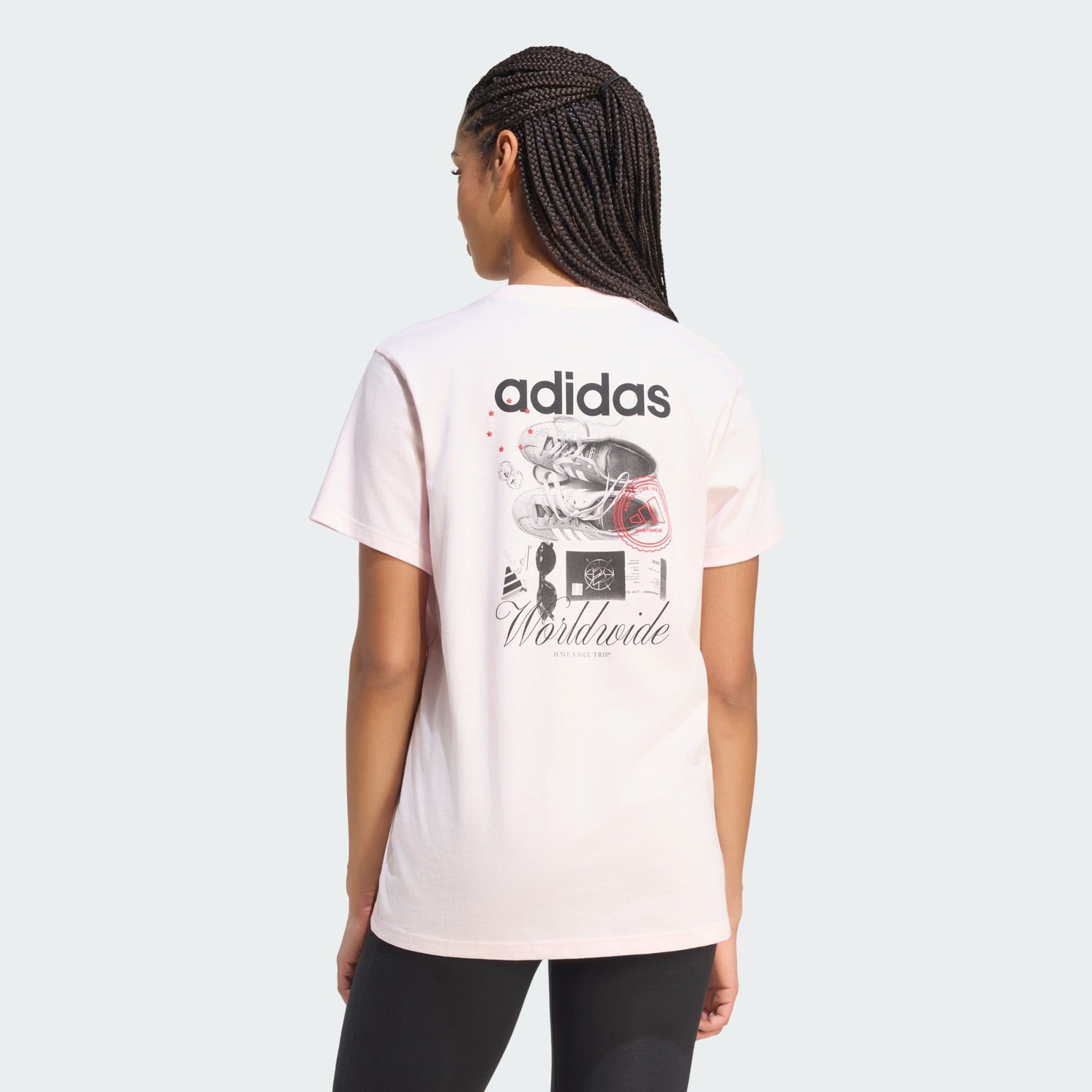 adidas Sportswear T-Shirt TRAVEL GRAFIK T-SHIRT; LOCKER GESCHNITTEN (1-tlg)