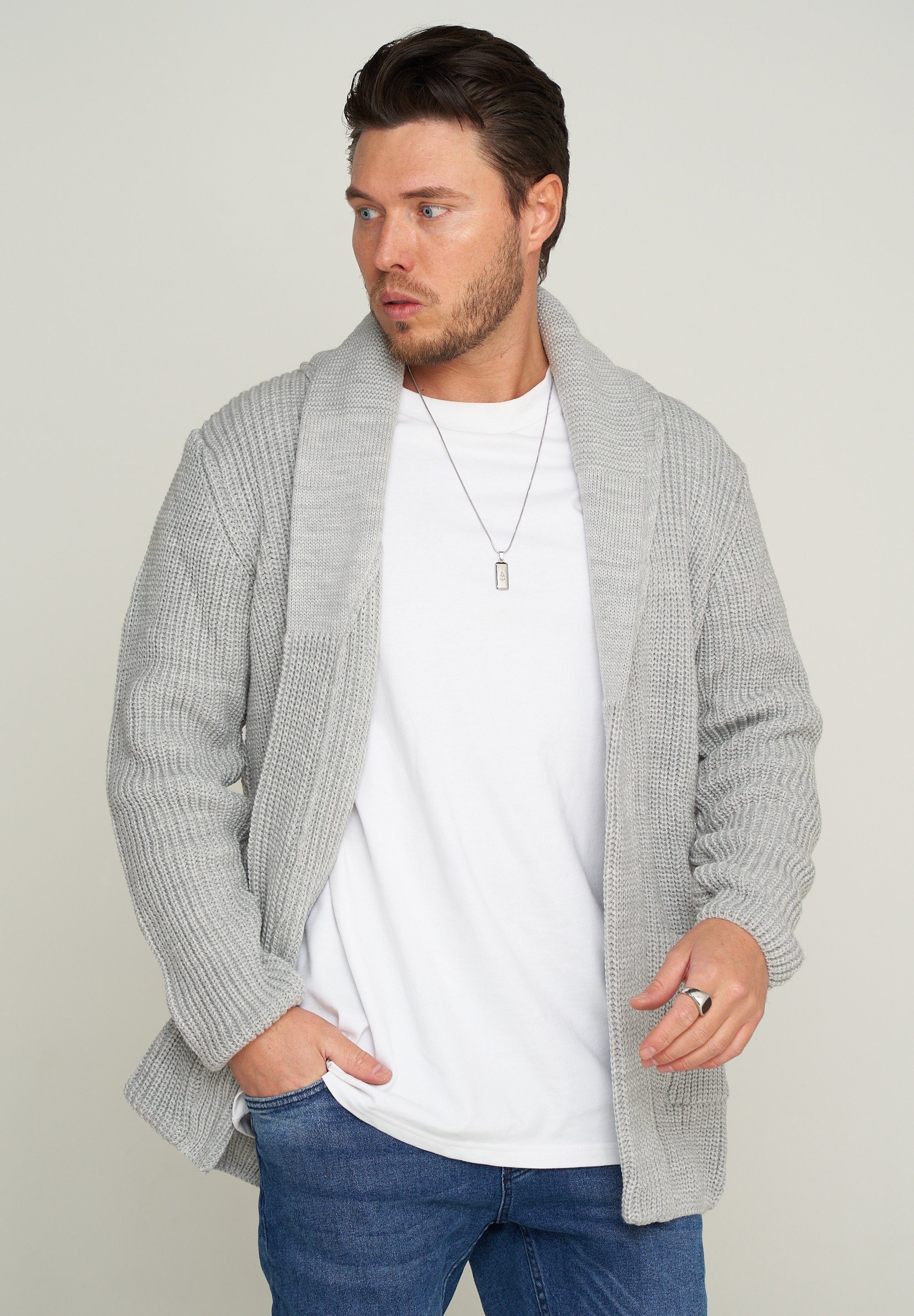 CARISMA Cardigan CRHORTEN langer warmer Cardigan Hellgrau