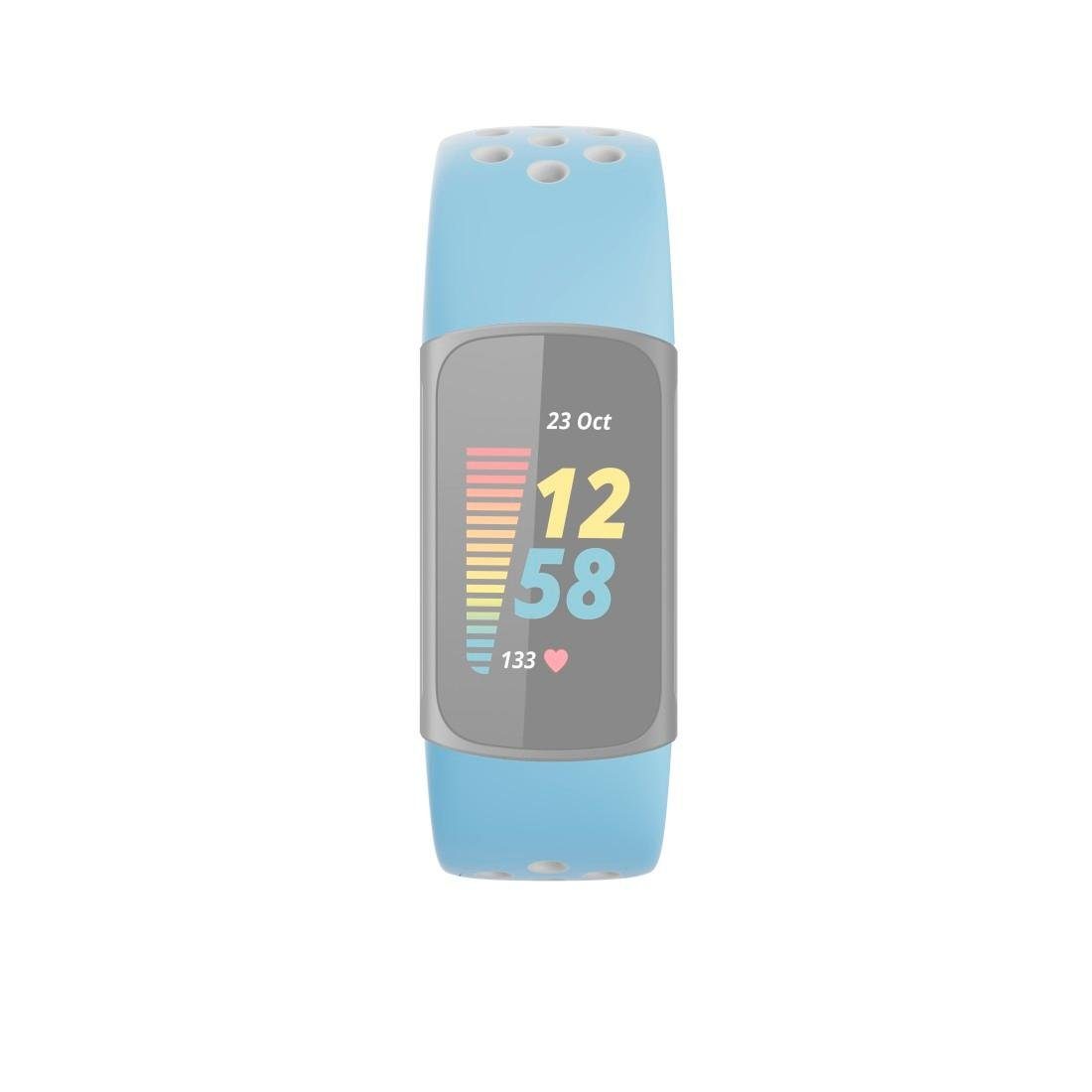 atmungsaktives Uhrenarmband 5, hellblau für Sportarmband Smartwatch-Armband Fitbit Charge Hama