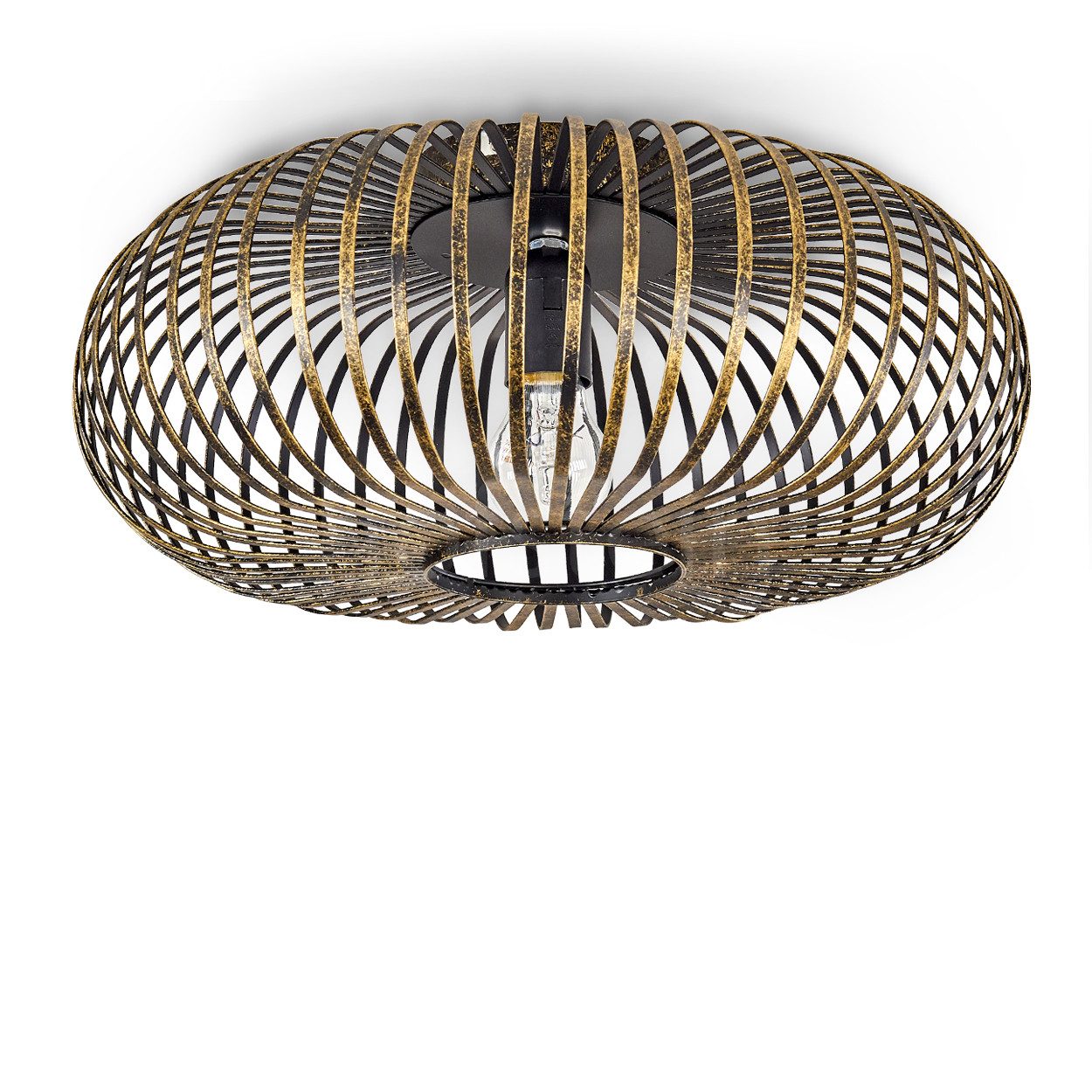 hofstein Deckenleuchte »Aidone« runde Deckenlampe aus Metall in Schwarz/Gold, ohne Leuchtmittel, E27, Retro-Leuchte mit Lichteffekt durch Gitter-Optik. € 74,99