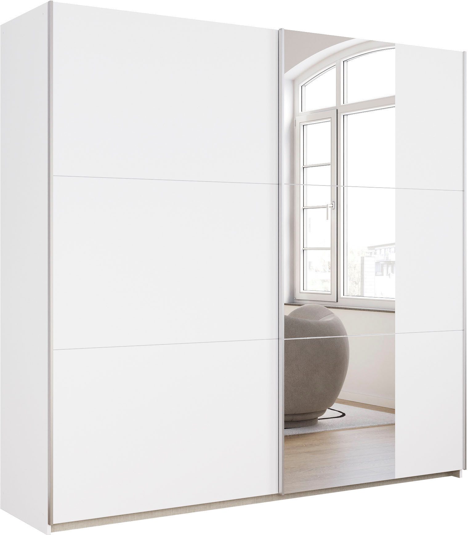 rauch Schwebetürenschrank Kleiderschrank Drehtürenschrank Schrank Garderobe KRONACH (in 3 Ausstattungen BASIC/CLASSIC/PREMIUM, Breiten 131/175/218/261 cm) optional ohne, mit 1 oder 2 Spiegel, viel Stauraum MADE IN GERMANY