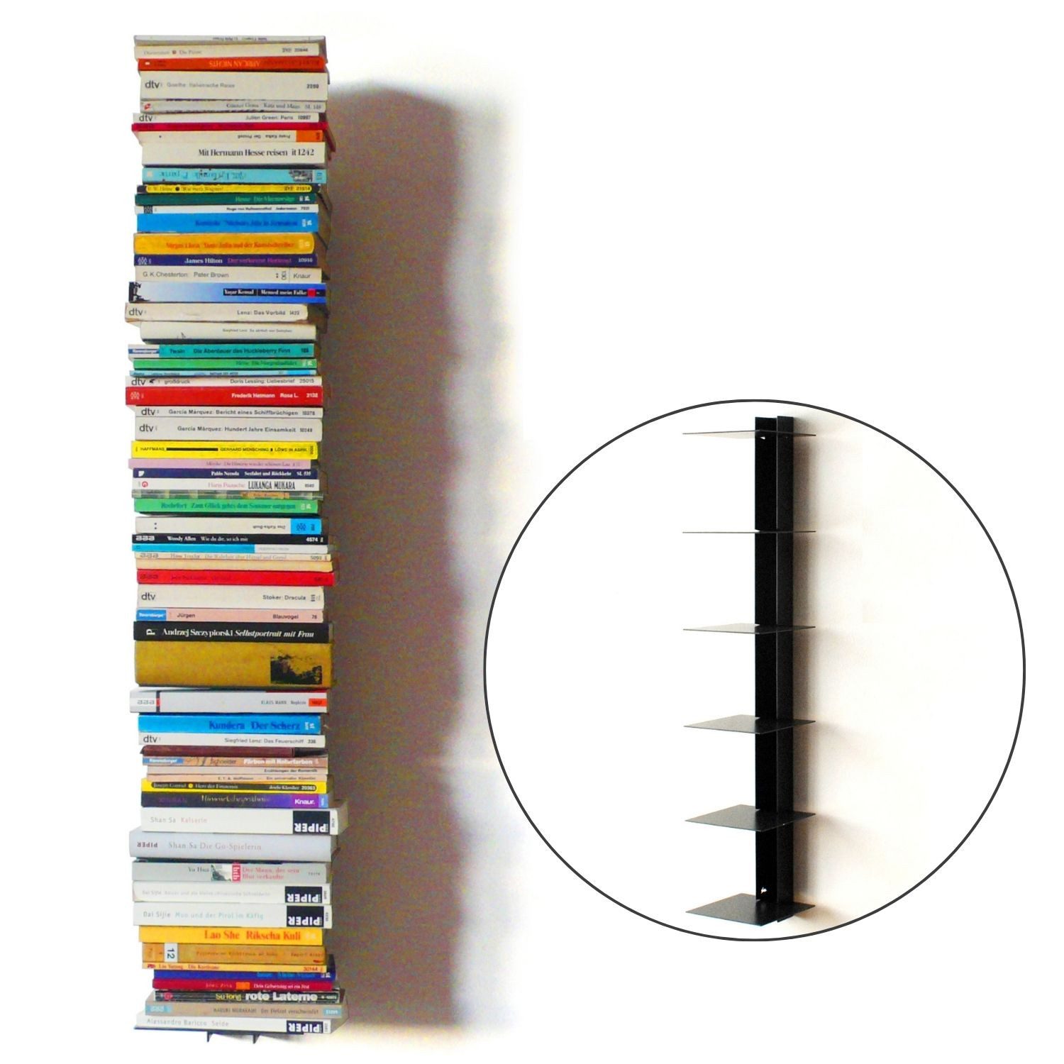 Wandregal Bücherturm 90 cm (für 1 m Bücher) anthrazit Bücherregal