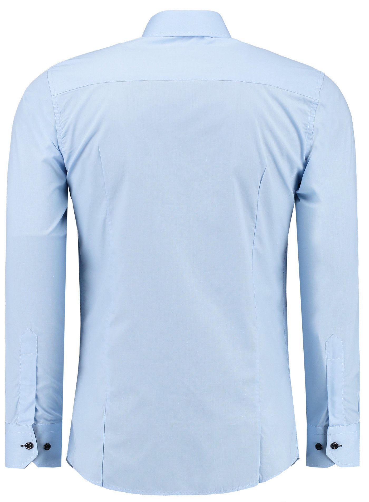 J'S FASHION Businesshemd JS12105 Slim Fit Langarm Herren Hemd mit farblich abgesetzten Elementen, Langarm Kentkragen Uni