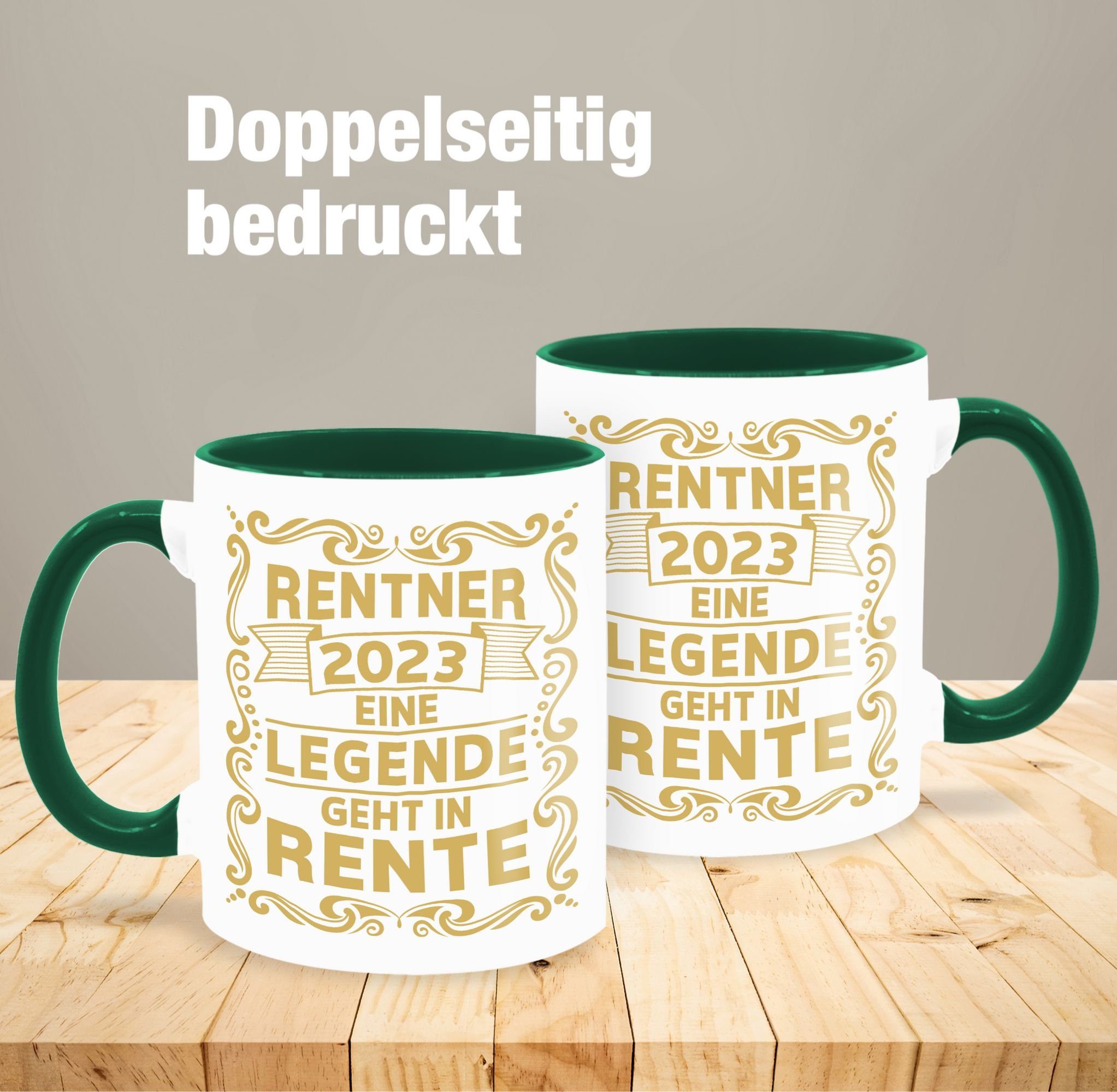 Shirtracer Tasse Rentner 2023 Eine Keramik, Kaffeetasse geht Geschenk in Rente, Petrolgrün Rente Legende 3