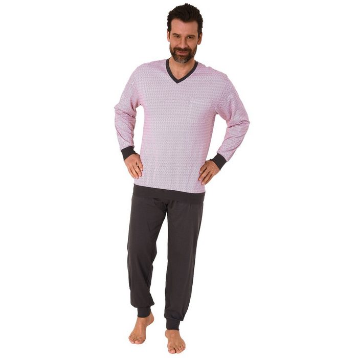Normann Pyjama Herren langarm Schlafanzug Pyjama mit Bündchen - auch in Übergrössen - 122 101 90 620