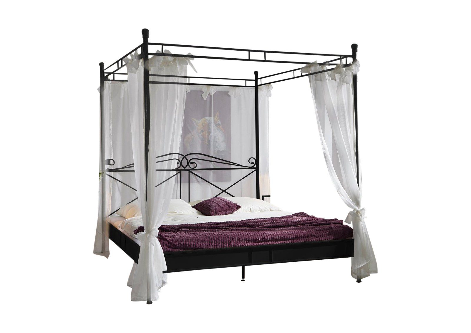 SAM® Himmelbett »Falun«, Doppelbett, inklusive Vorhang, optimaler  Liegekomfort und perfekte Einstiegshöhe, Metallrahmen in schwarz online  kaufen | OTTO