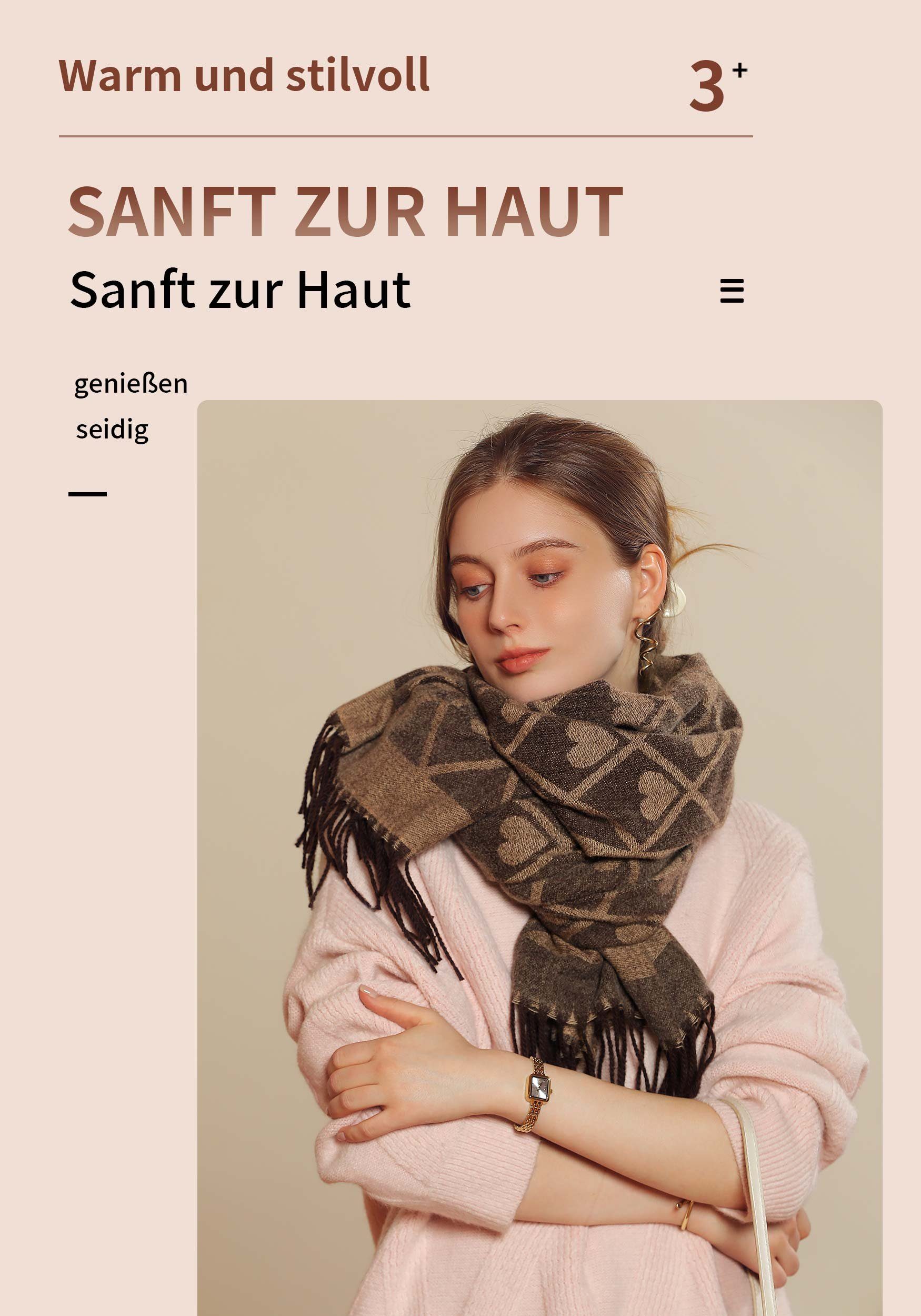 Liebesdruck Modeschals Hochwertiger warmer Schal, Khaki Schöner XXL-Schal MAGICSHE