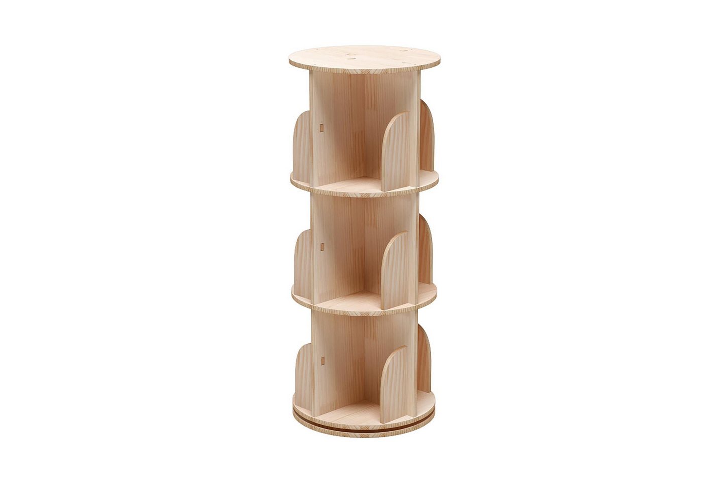 GarveeMore Bücherregal 360 Grad drehendes Bücherregal massives Holz stehendes Regalboden