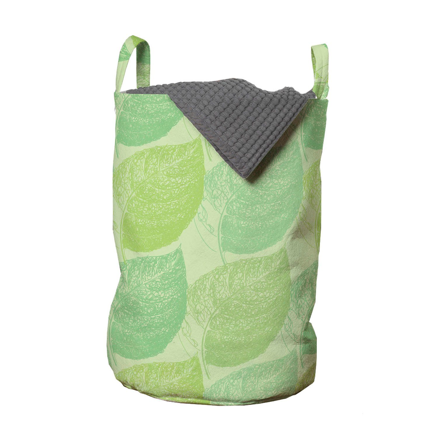 Abakuhaus Wäschesäckchen Wäschekorb mit Griffen Kordelzugverschluss für Waschsalons, Natur-Kunst Pastell Frühlings-Blätter