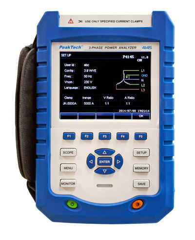 PeakTech Energiekostenmessgerät PeakTech P 4145: 3-Phasen Netzanalysator, TFT-Anzeige, Datenlogger, 1-tlg.