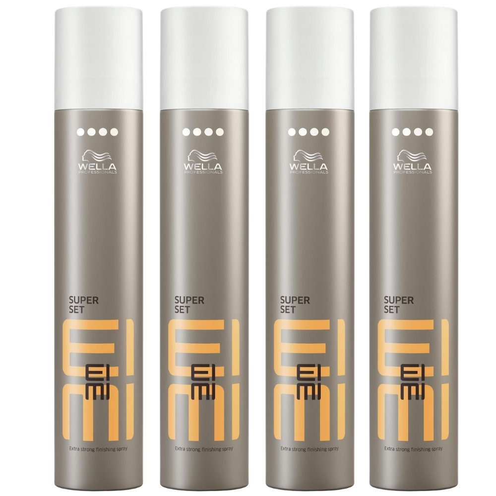 Wella Haarpflege-Spray EIMI Super Set Finishing Haarspray 500 ml Extra starker Halt, Spar-Set, 4er-Pack