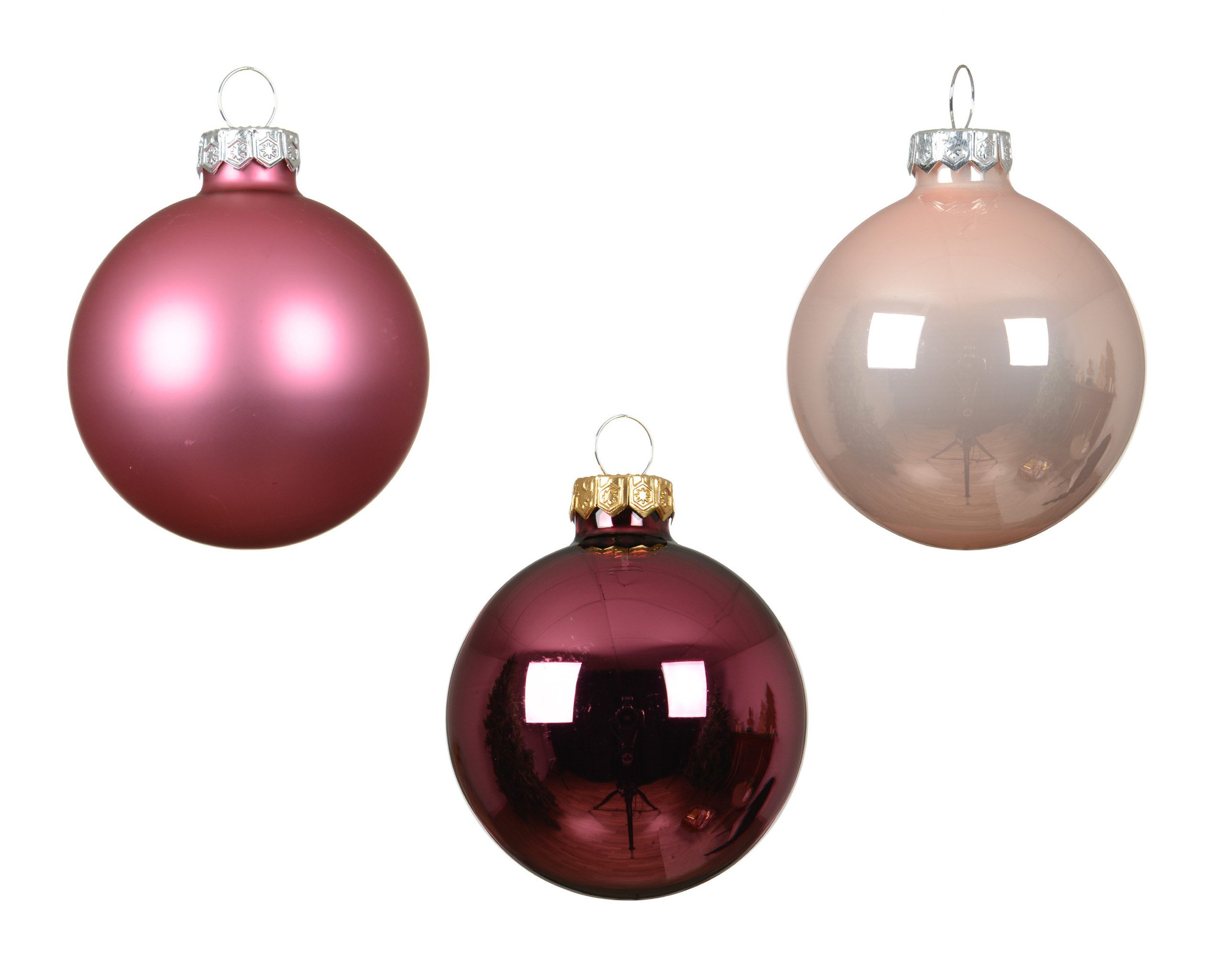 Kaemingk Weihnachtsbaumkugel, Weihnachtskugeln Glas 6cm 20 Stück - Rosa Mix
