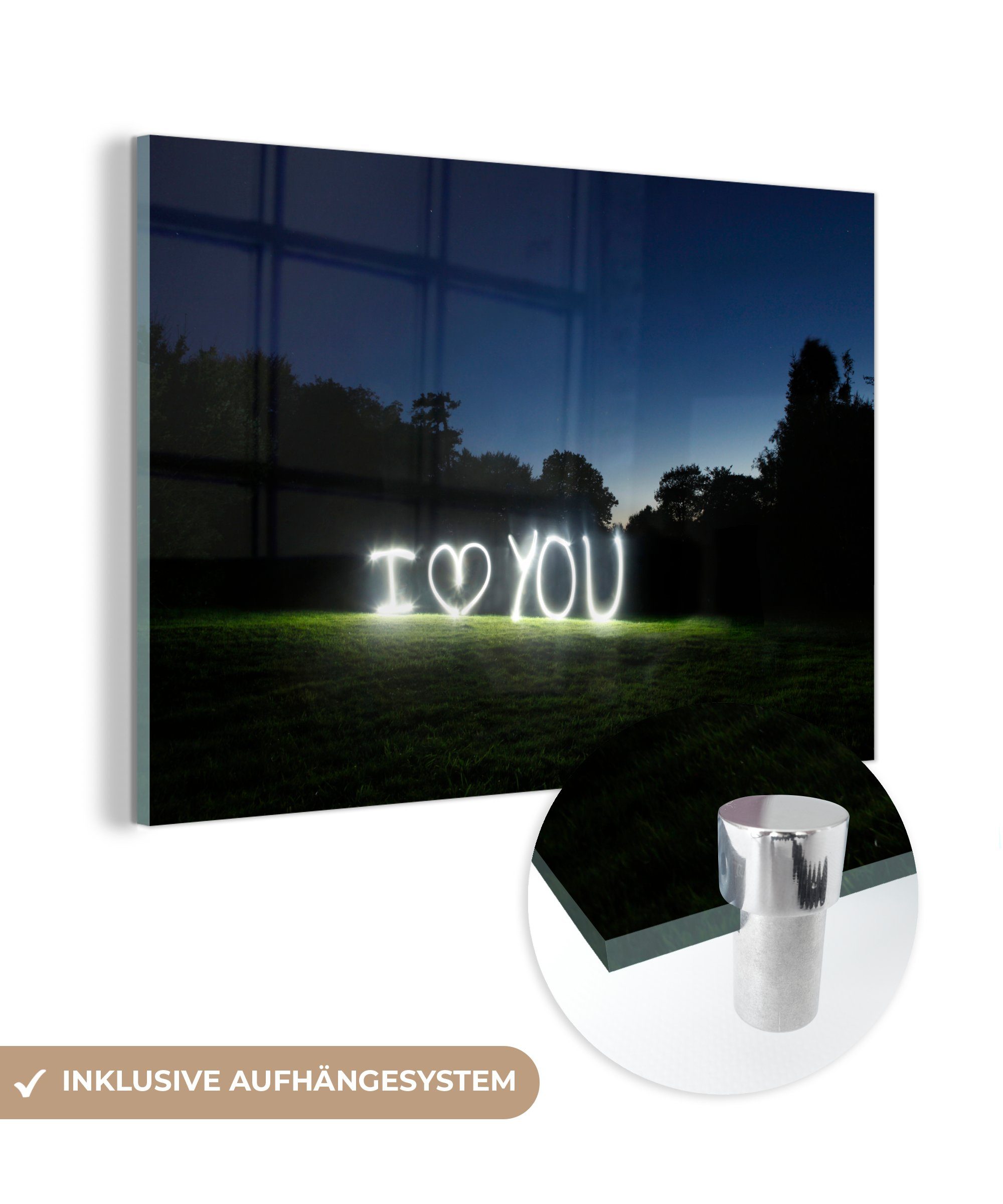 MuchoWow Acrylglasbild Die love you, und St), beleuchteten Schlafzimmer & Buchstaben buchstabieren I Acrylglasbilder Wohnzimmer (1 weißen