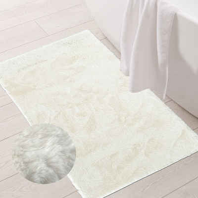 Teppich Edler Badezimmerteppich schön weich • rutschfest • in creme, Teppich-Traum, rechteckig