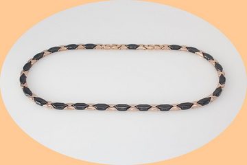 ELLAWIL Collier Halskette / Collier Damenkette Collierkette Gliederkette Kette (aus schwarzer Keramik mit rosegoldfarbener Edelstahl, Kettenlänge 49 cm, Breite 6 mm), inklusive Geschenkschachtel