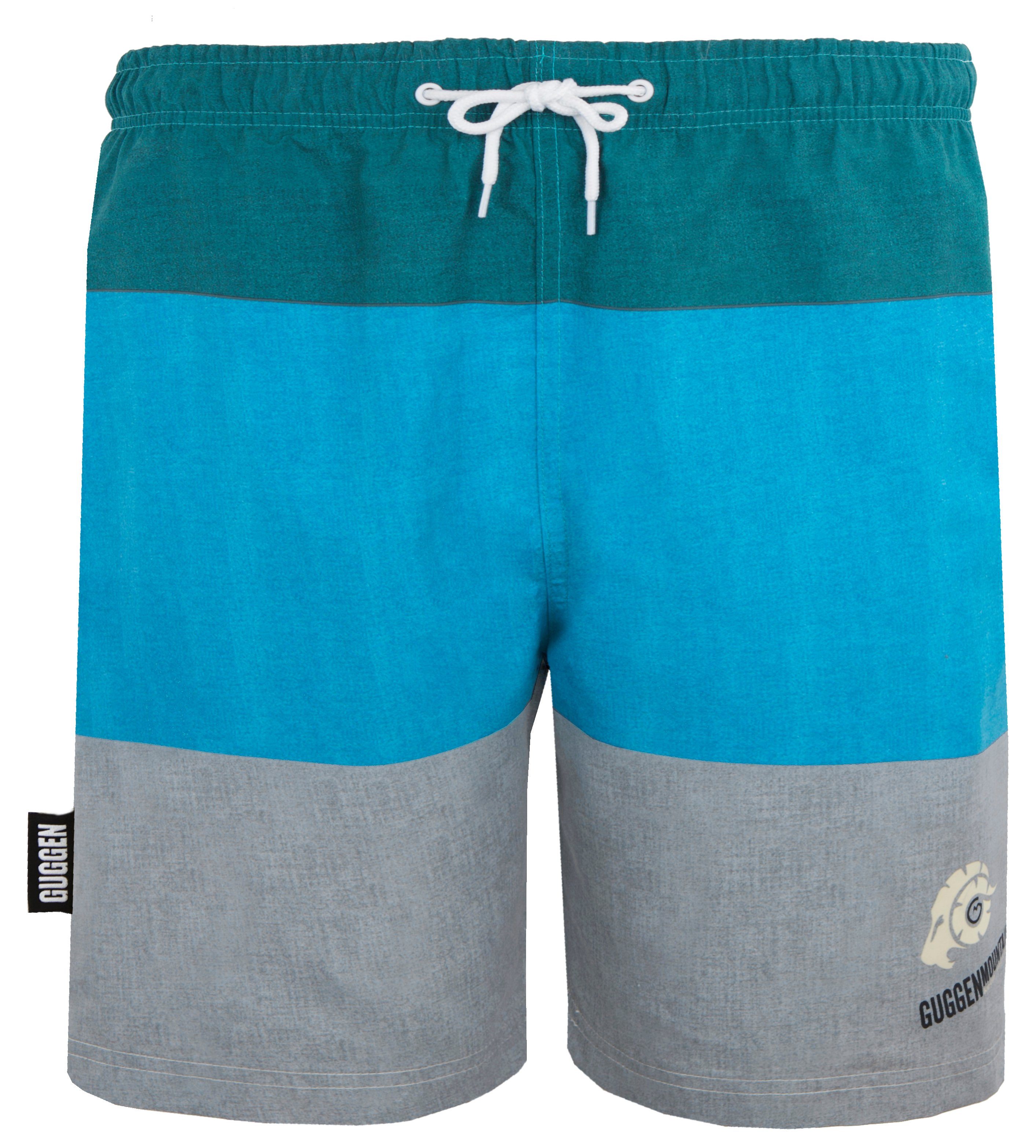 Muster Kordelzug Badehose Boardshorts Grün-Grau GUGGEN Beachshorts gestreiftes Badeshorts Mountain Schnelltrocknende Herren mit Kordelzug Badeshorts Badehose