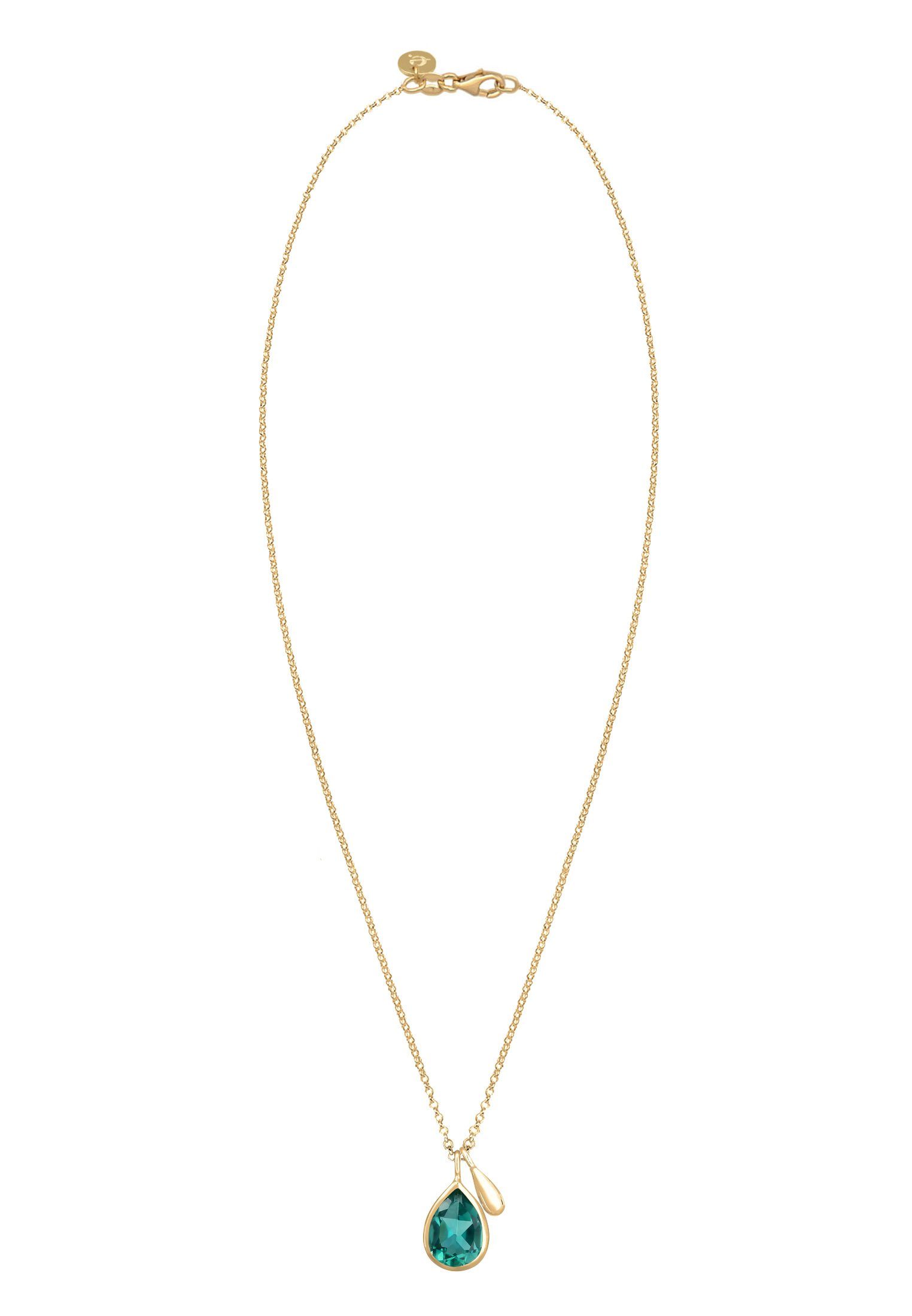 Elli Premium Collierkettchen Tropfen Quarz Grün 925 Sterling Silber vergoldet